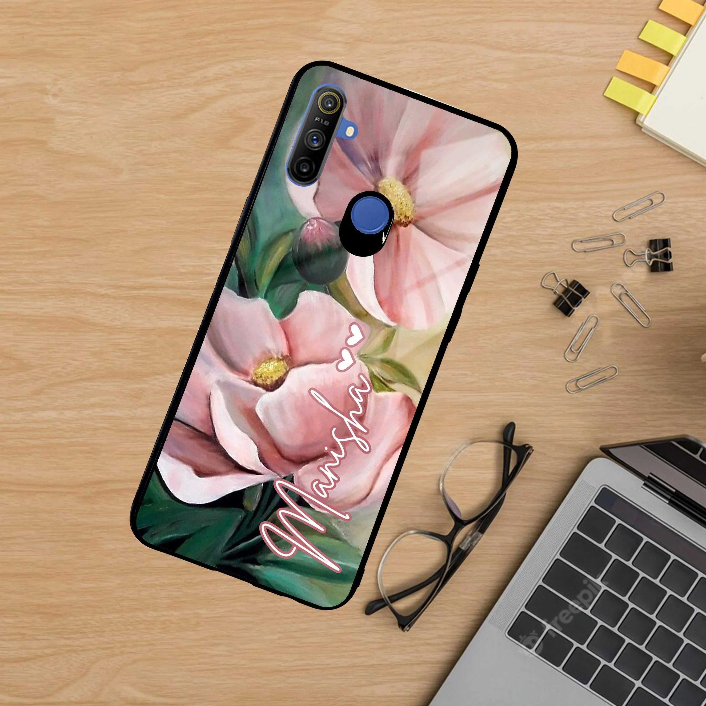 Paint Floral Poster Glass Case Cover For Realme/Narzo - ShopOnCliQ