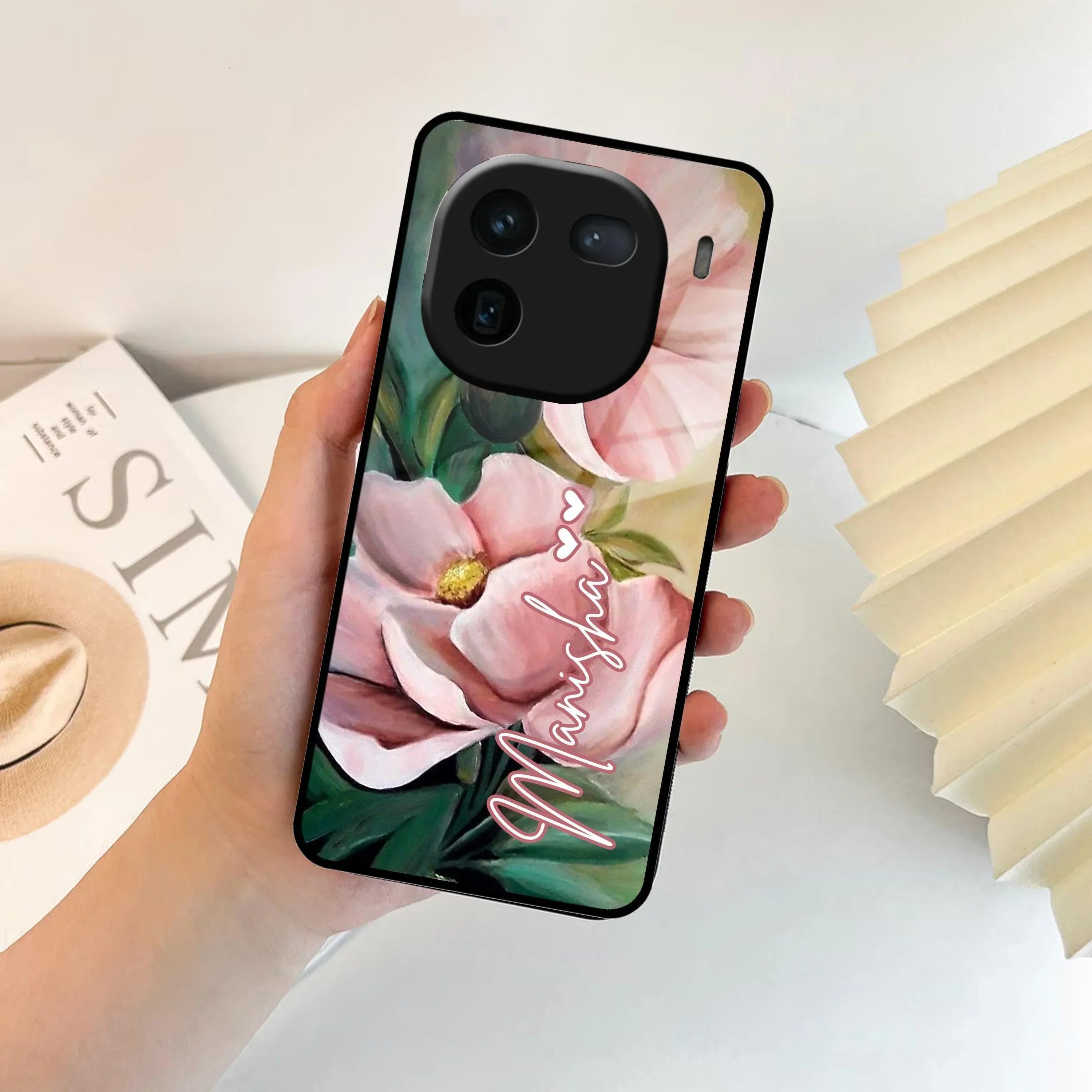 Paint Floral Poster Glass Case Cover For Vivo - ShopOnCliQ