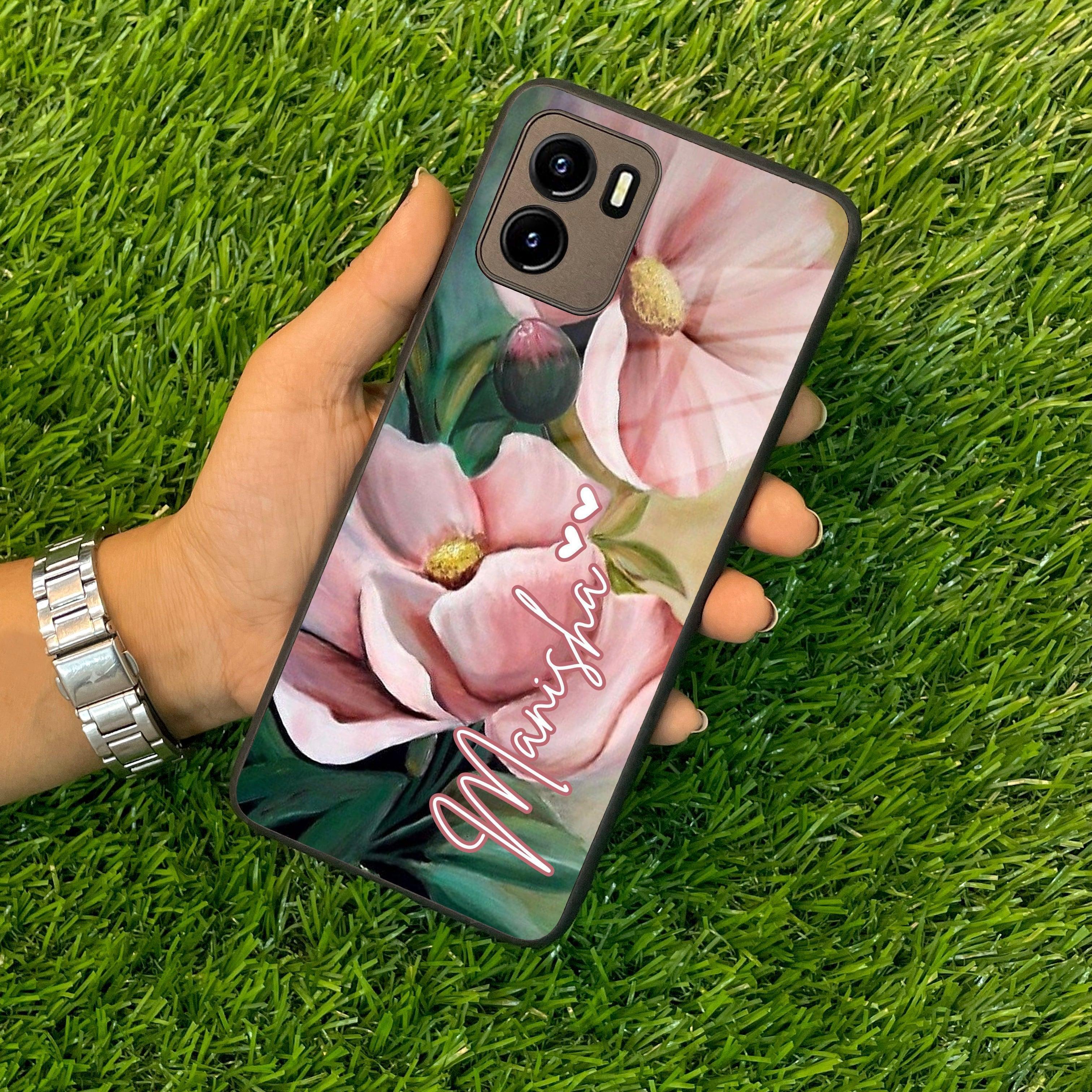 Paint Floral Poster Glass Case Cover For Vivo - ShopOnCliQ