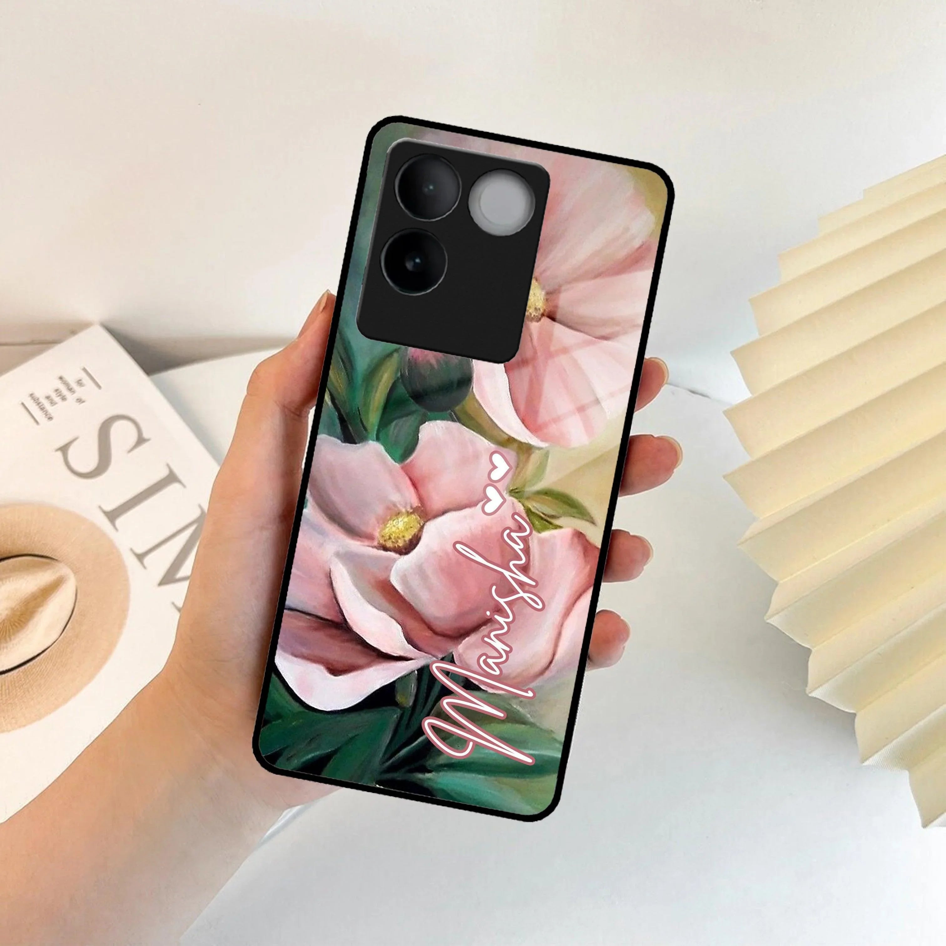 Paint Floral Poster Glass Case Cover For Vivo - ShopOnCliQ