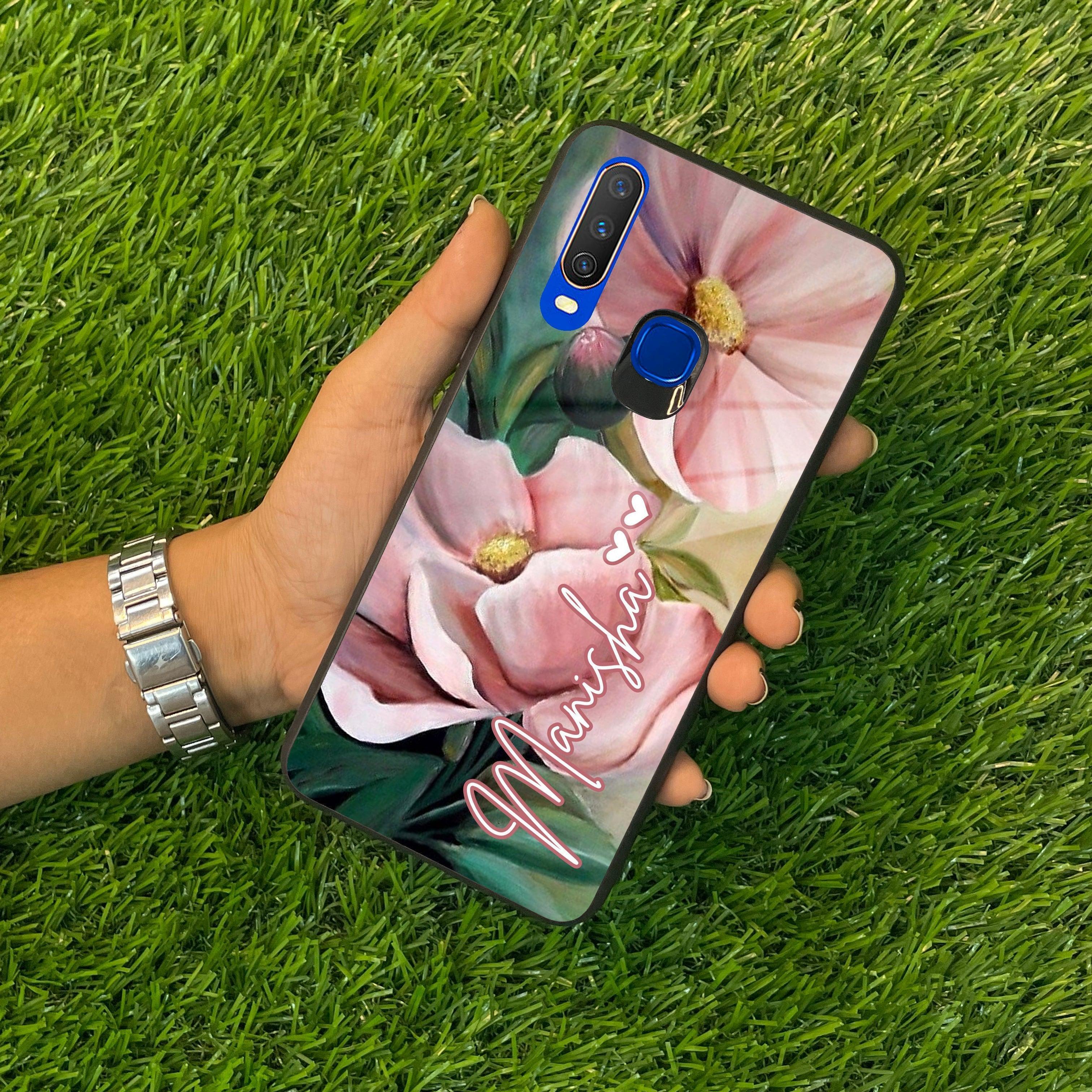 Paint Floral Poster Glass Case Cover For Vivo - ShopOnCliQ