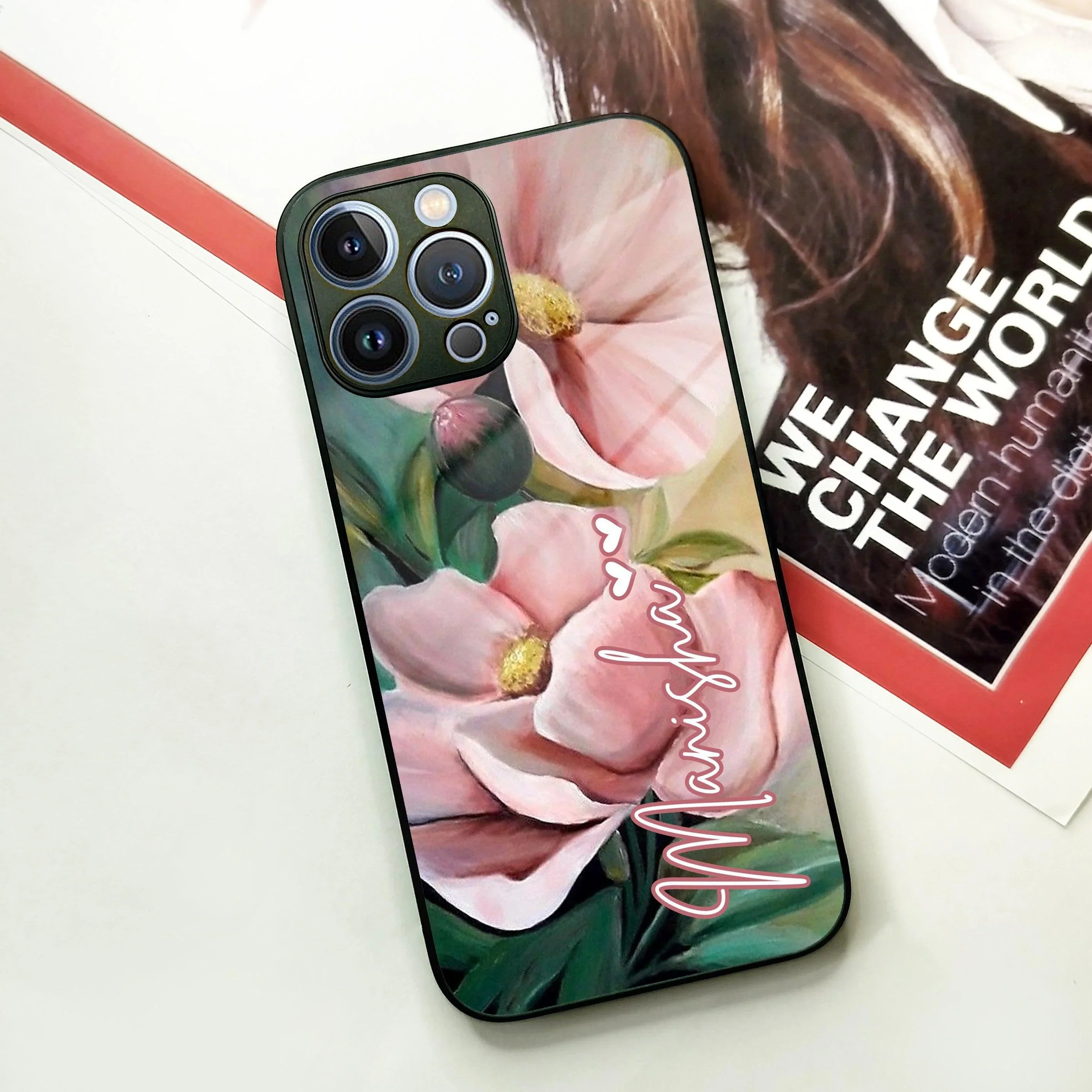 Paint Floral Poster Glass Case Cover For iPhone - ShopOnCliQ