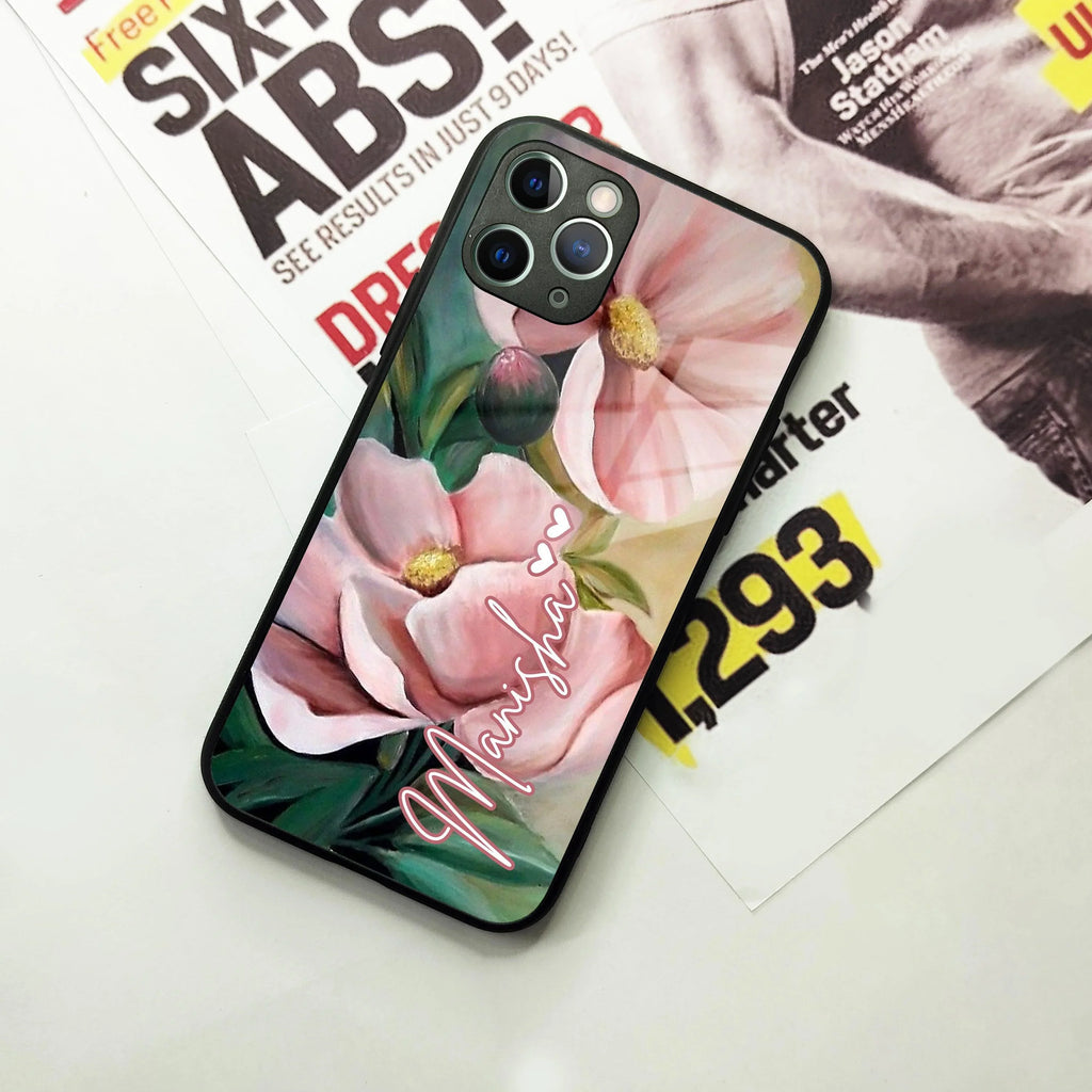 Paint Floral Poster Glass Case Cover For iPhone - ShopOnCliQ