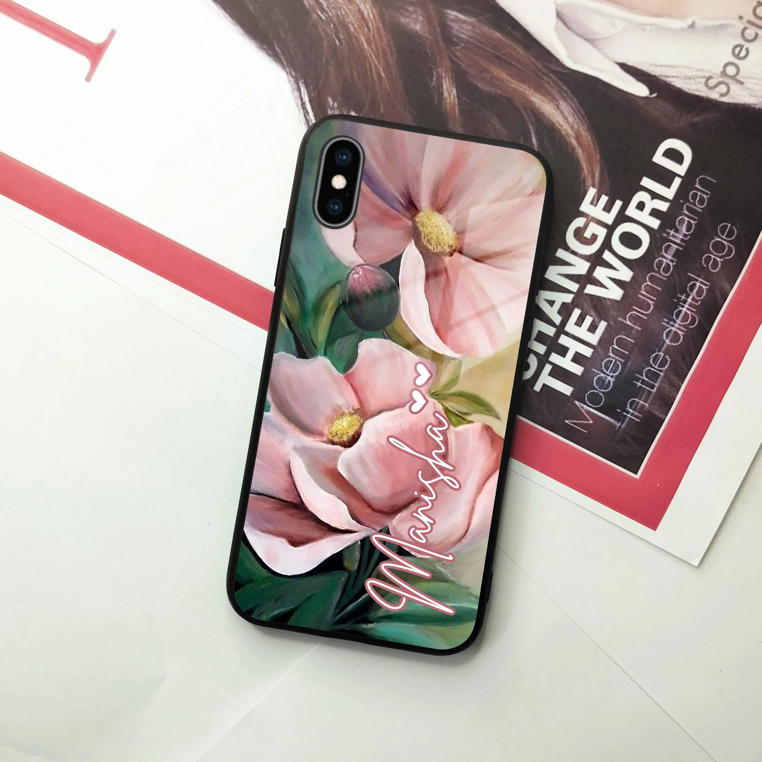 Paint Floral Poster Glass Case Cover For iPhone - ShopOnCliQ