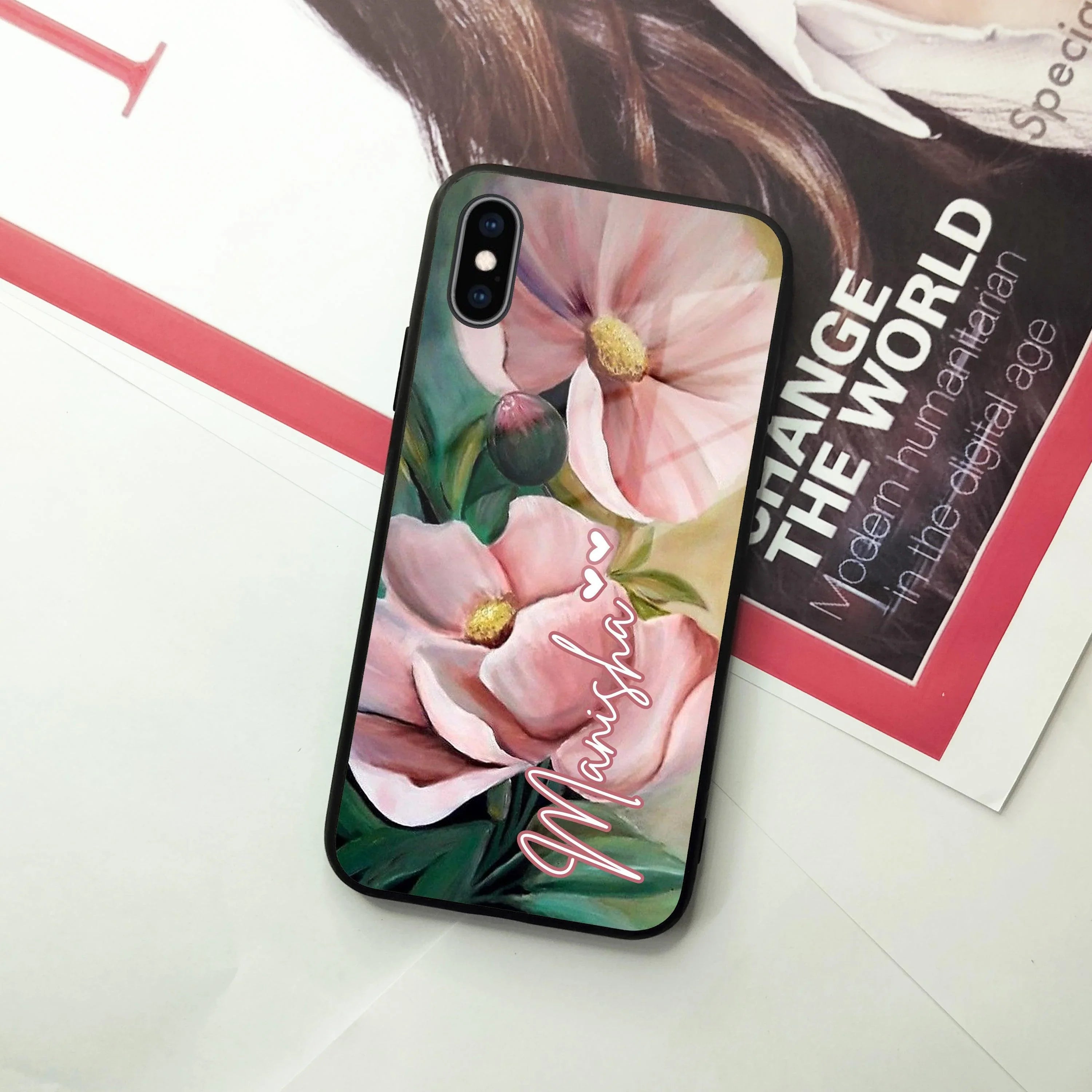 Paint Floral Poster Glass Case Cover For iPhone - ShopOnCliQ