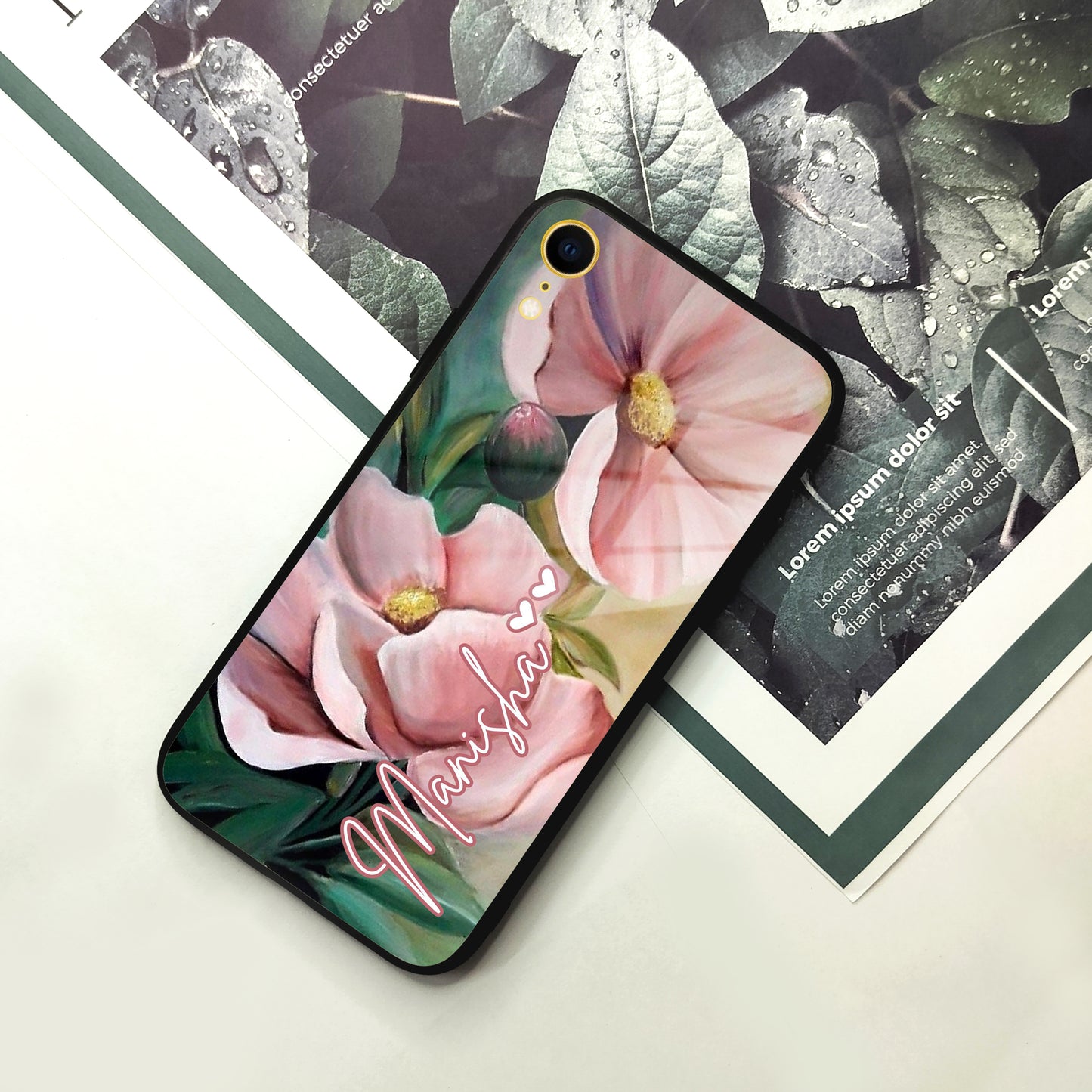 Paint Floral Poster Glass Case Cover For iPhone