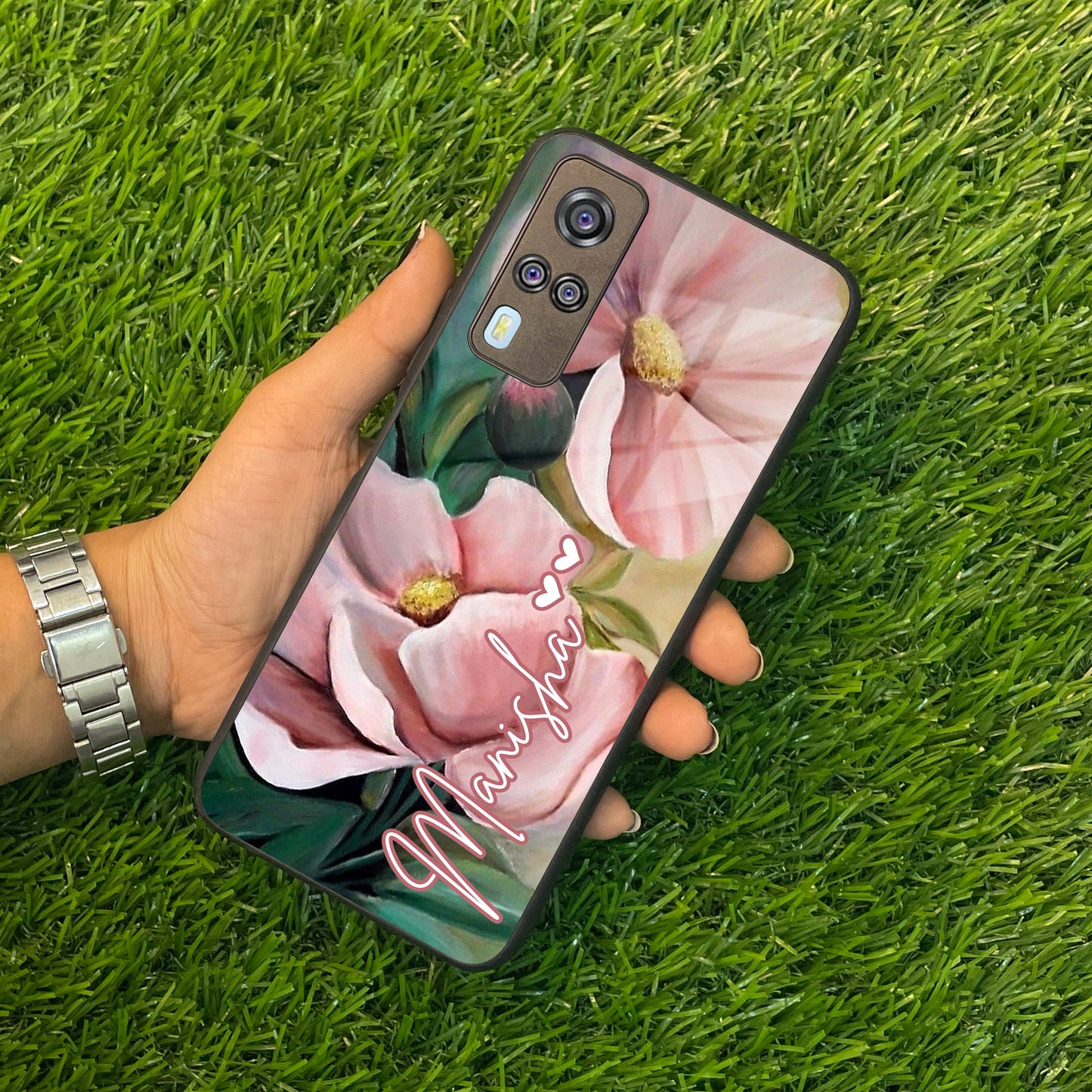 Paint Floral Poster Glass Case Cover For Vivo