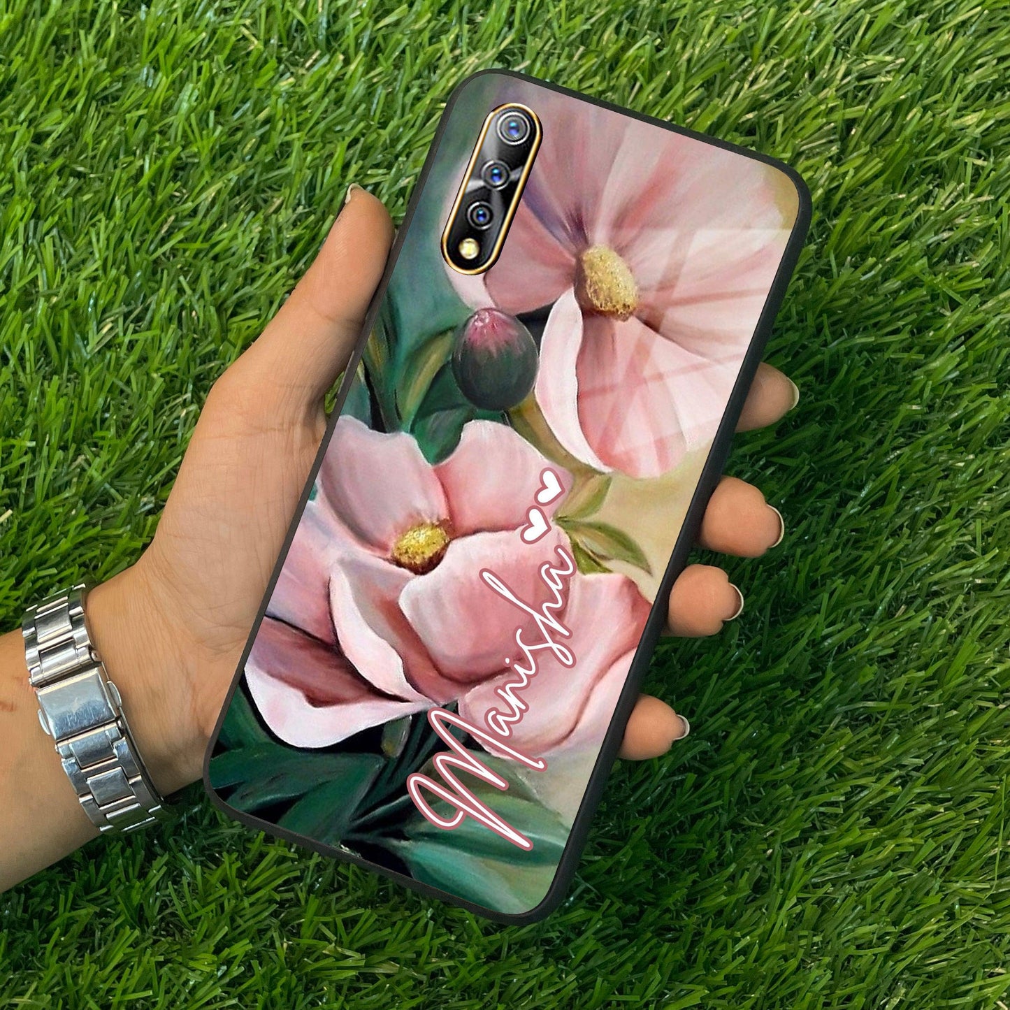 Paint Floral Poster Glass Case Cover For Vivo