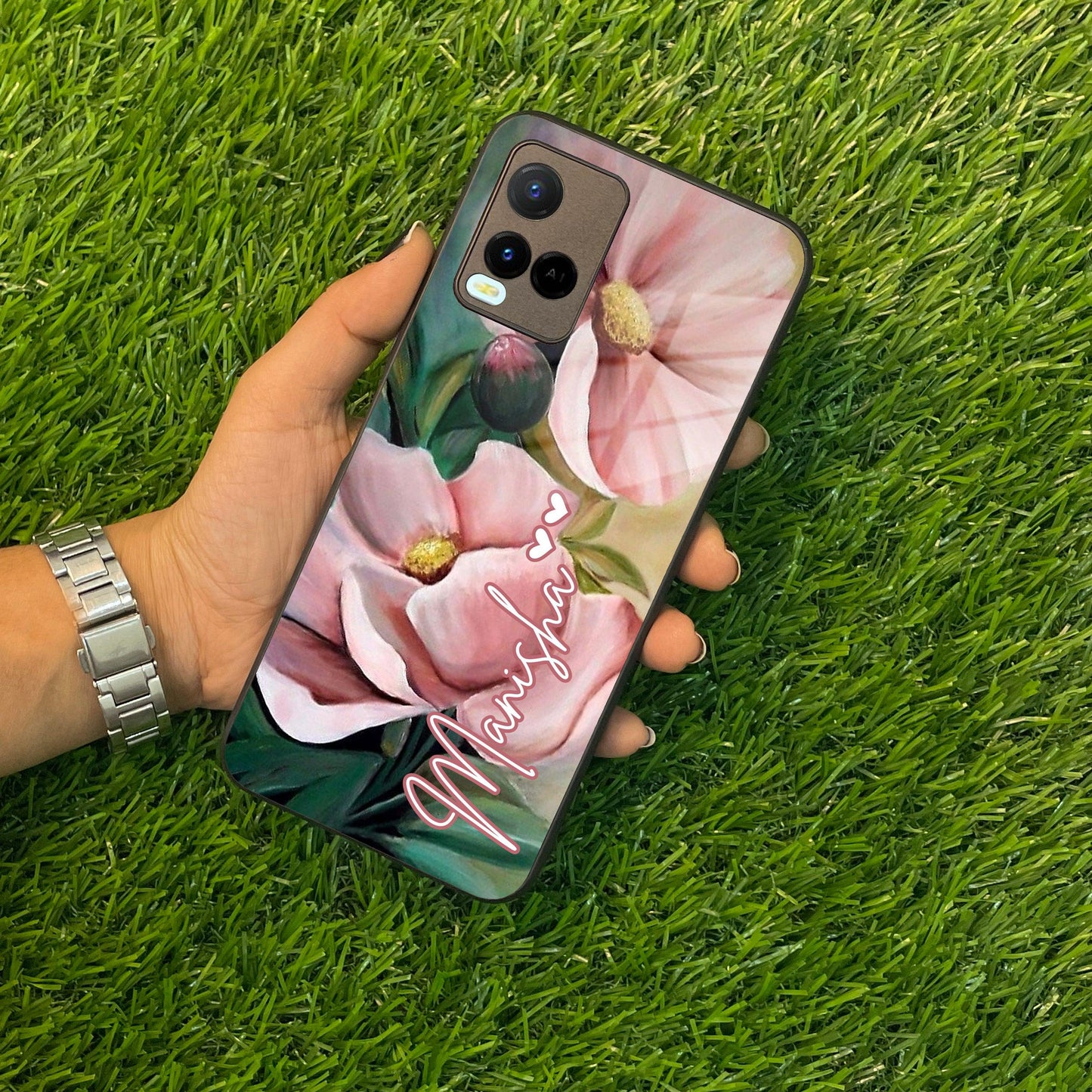 Paint Floral Poster Glass Case Cover For Vivo