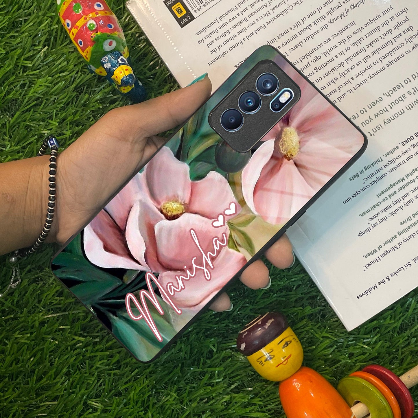 Paint Floral Poster Glass Case Cover For Oppo