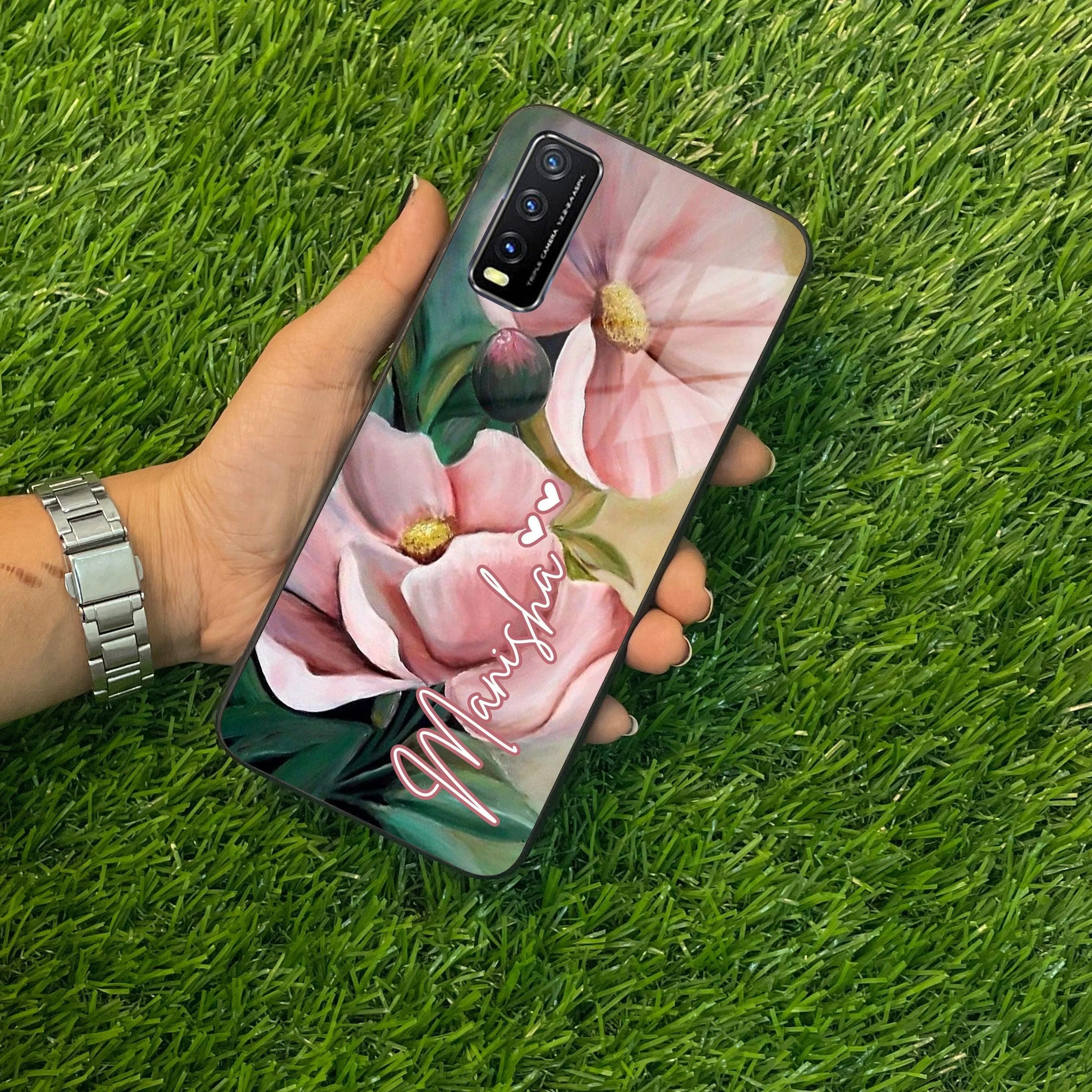 Paint Floral Poster Glass Case Cover For Vivo - ShopOnCliQ