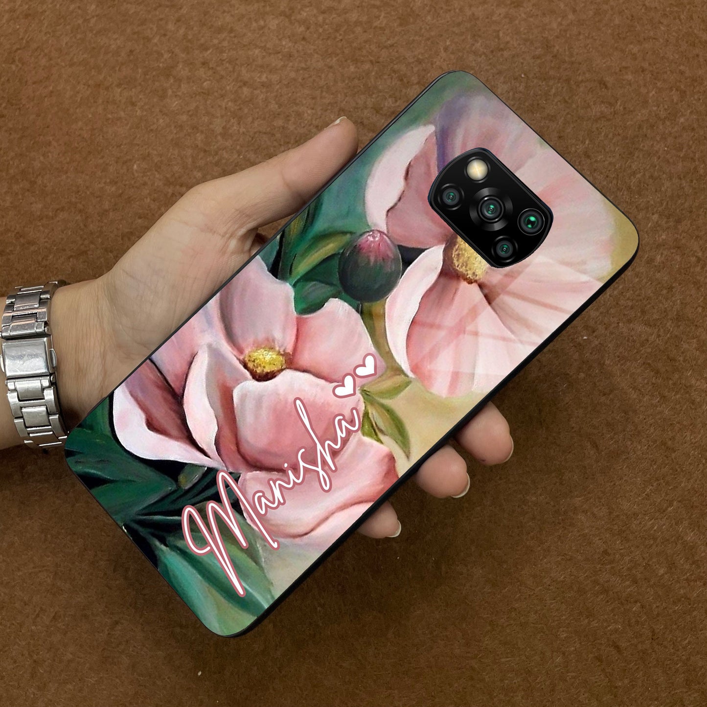 Paint Floral Poster Glass Case Cover For Poco