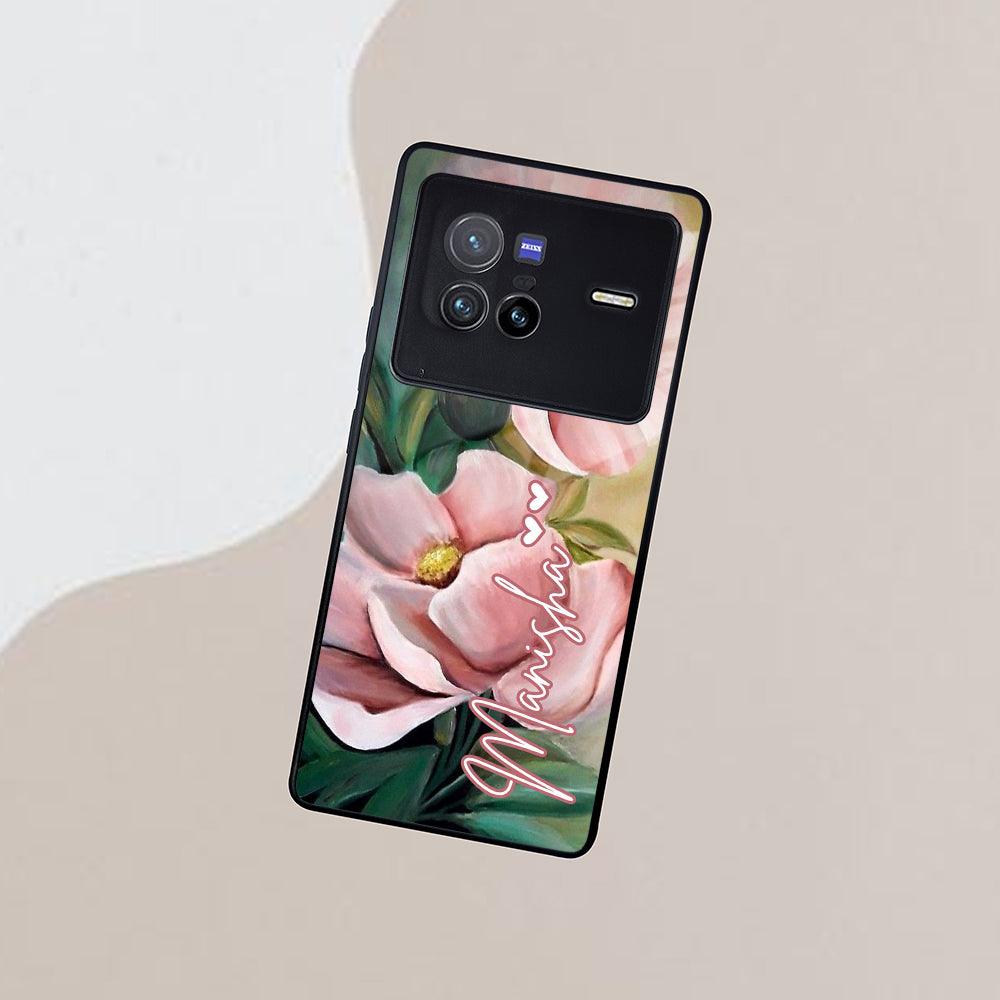 Paint Floral Poster Glass Case Cover For Vivo