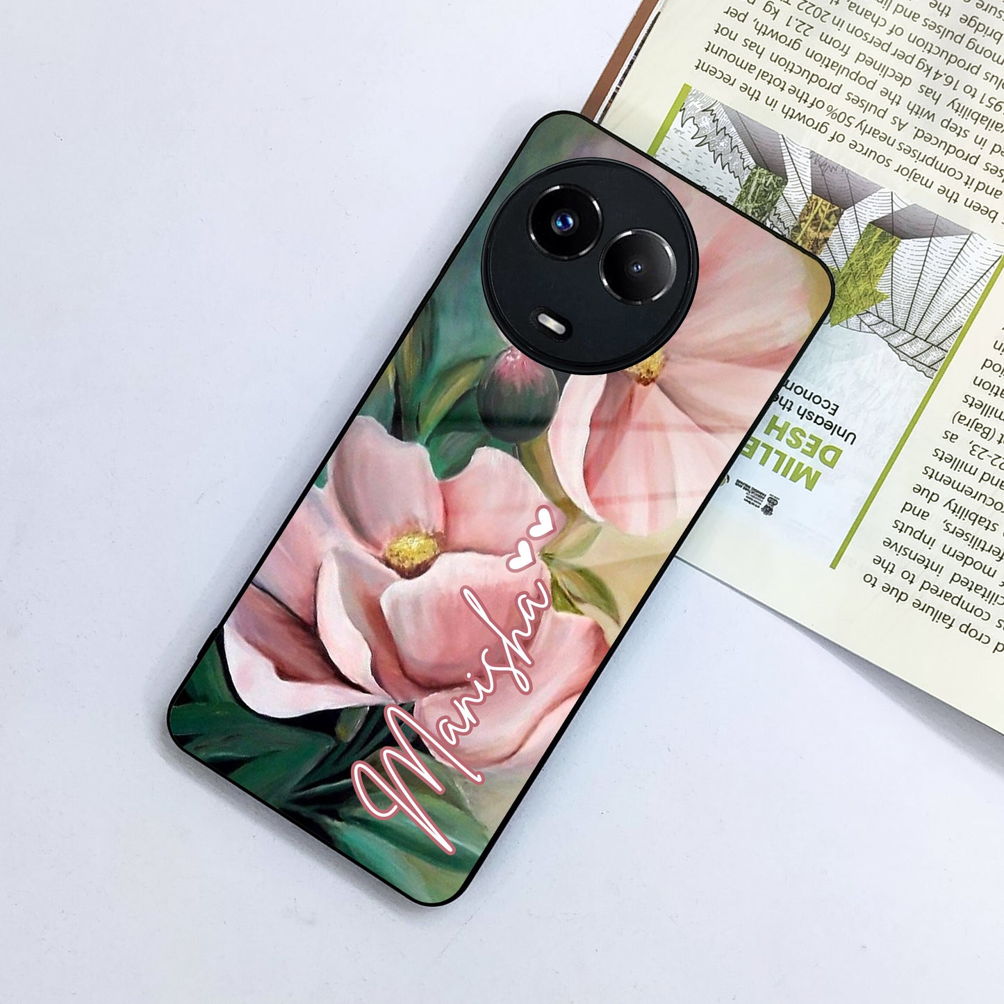 Paint Floral Poster Glass Case Cover For Realme/Narzo