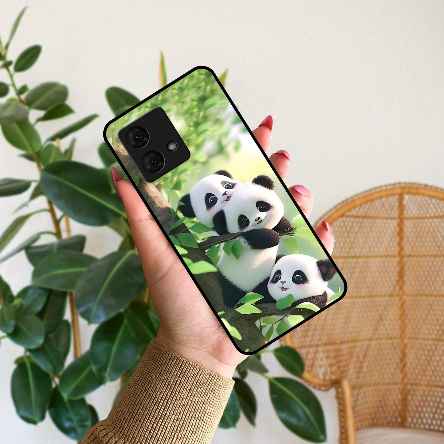 Panda Glossy Metal Case Cover For Motorola