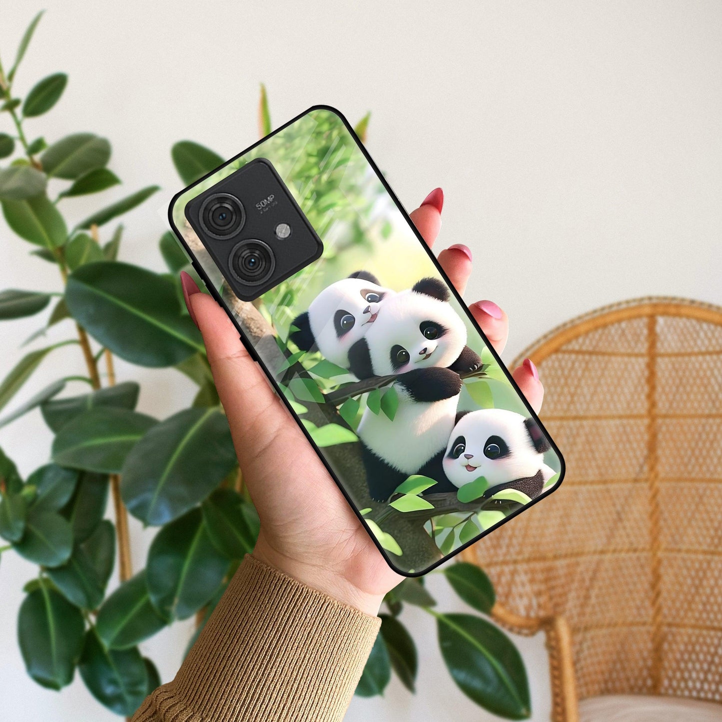 Panda Glossy Metal Case Cover For Motorola