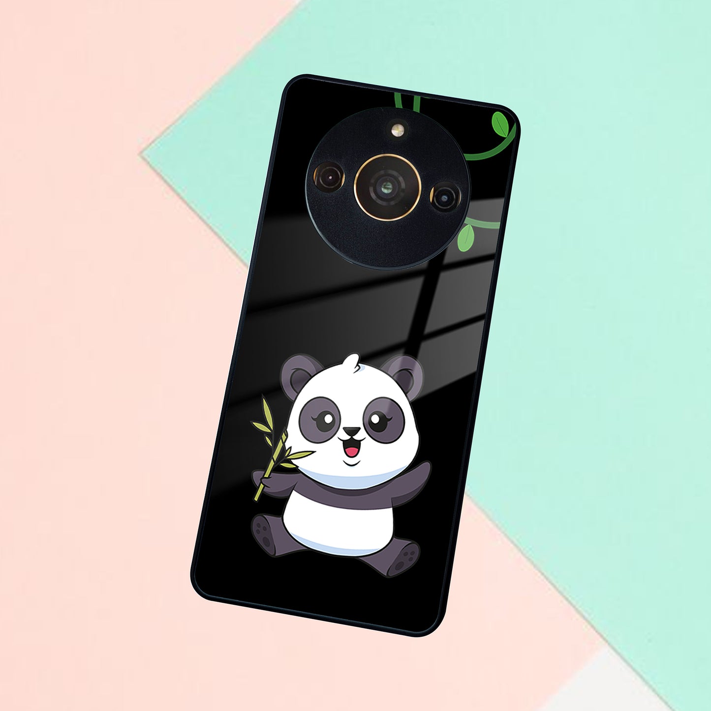 Black Panda Glass Phone Case For Realme/Narzo