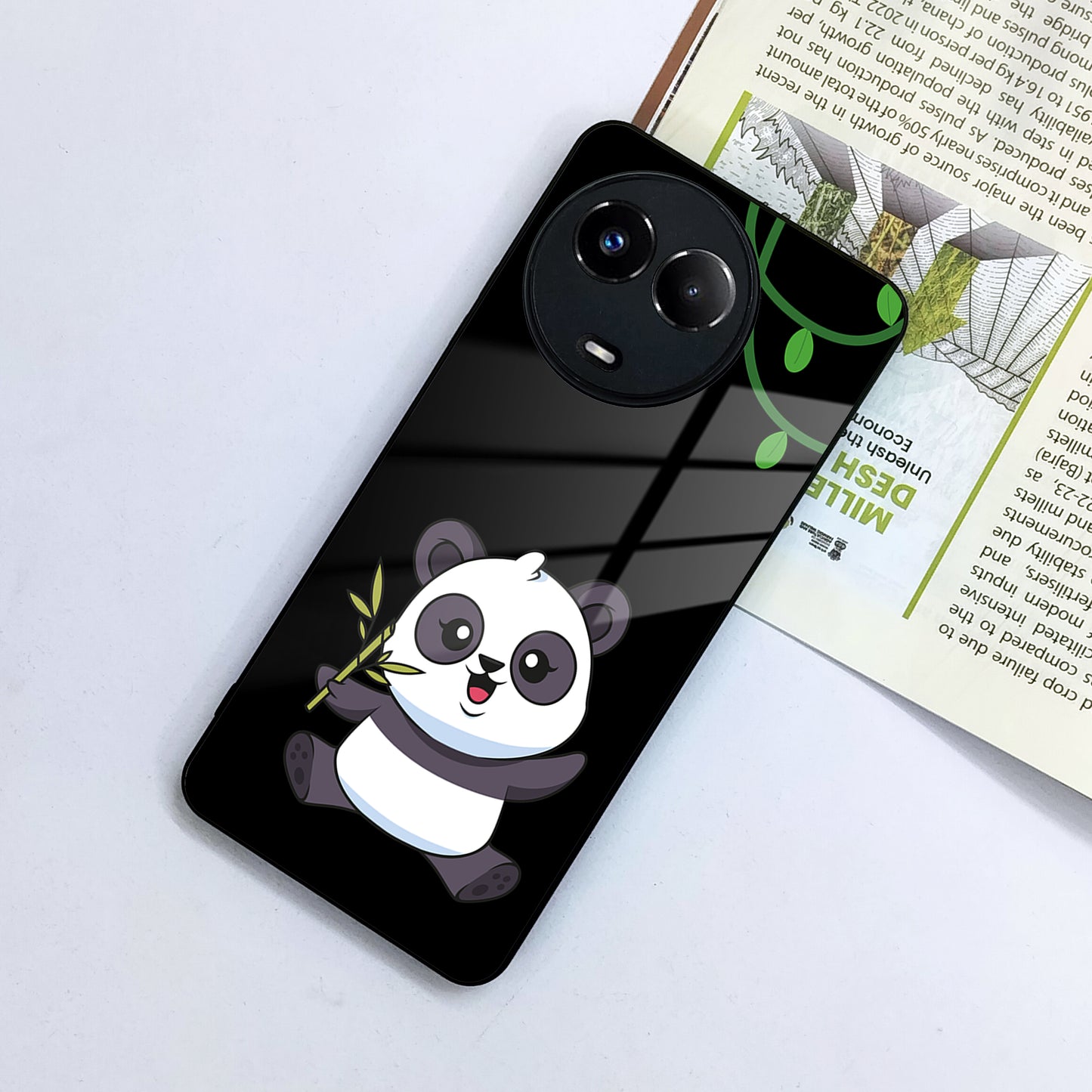 Black Panda Glass Phone Case For Realme/Narzo