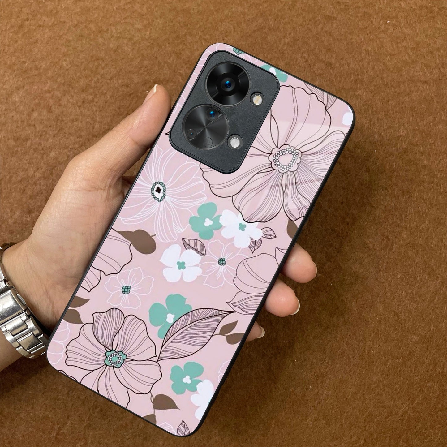 Peach Flower Glass Phone Cover for OnePlus