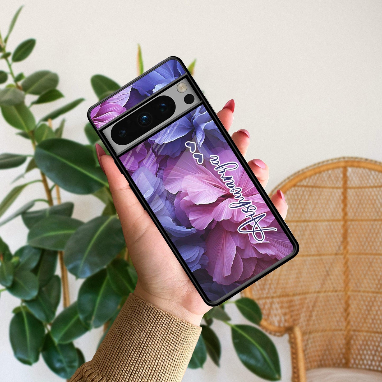 Perfect Customized Floral Glossy Metal Case Cover For Google