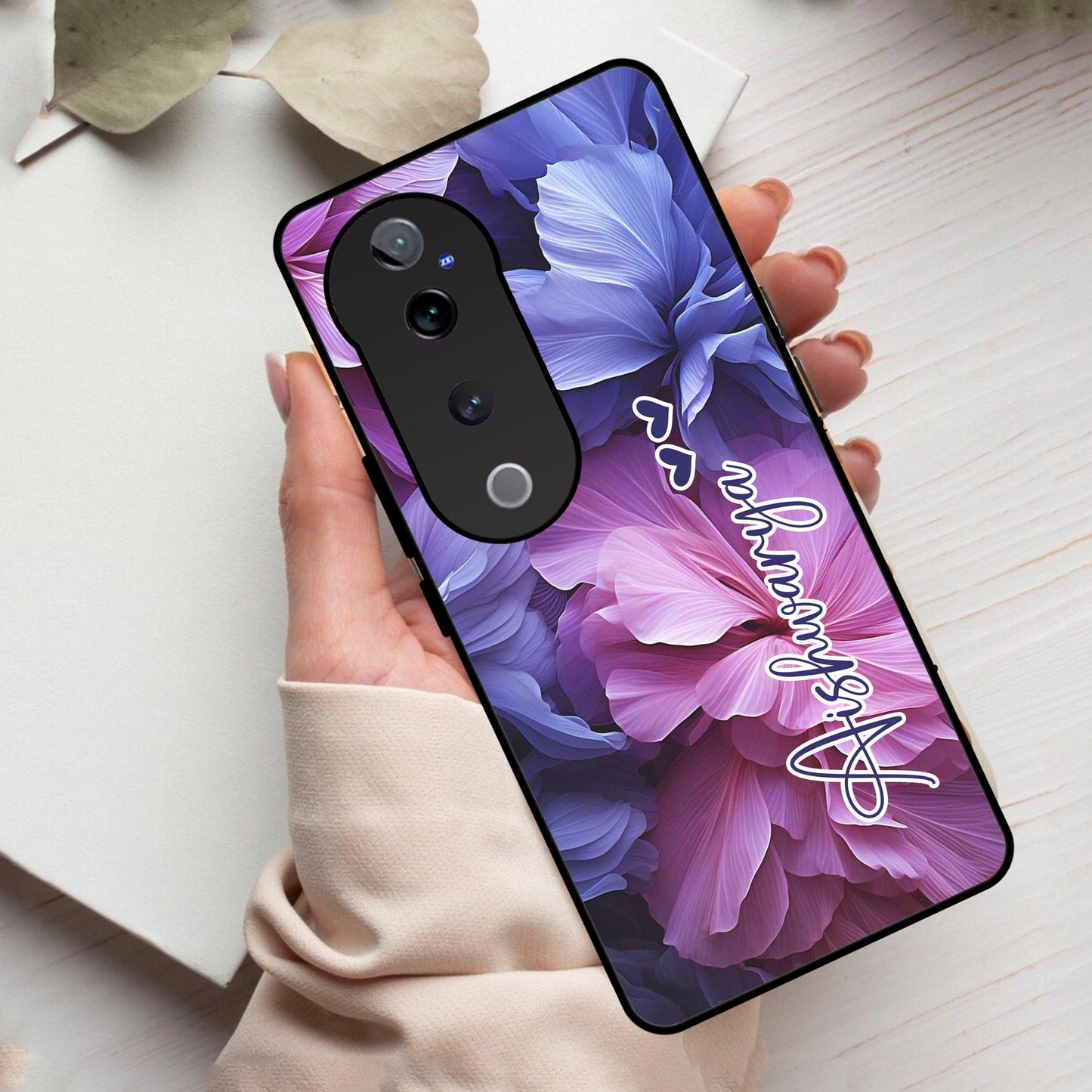 Perfect Customized Floral Glossy Metal Case Cover For Vivo