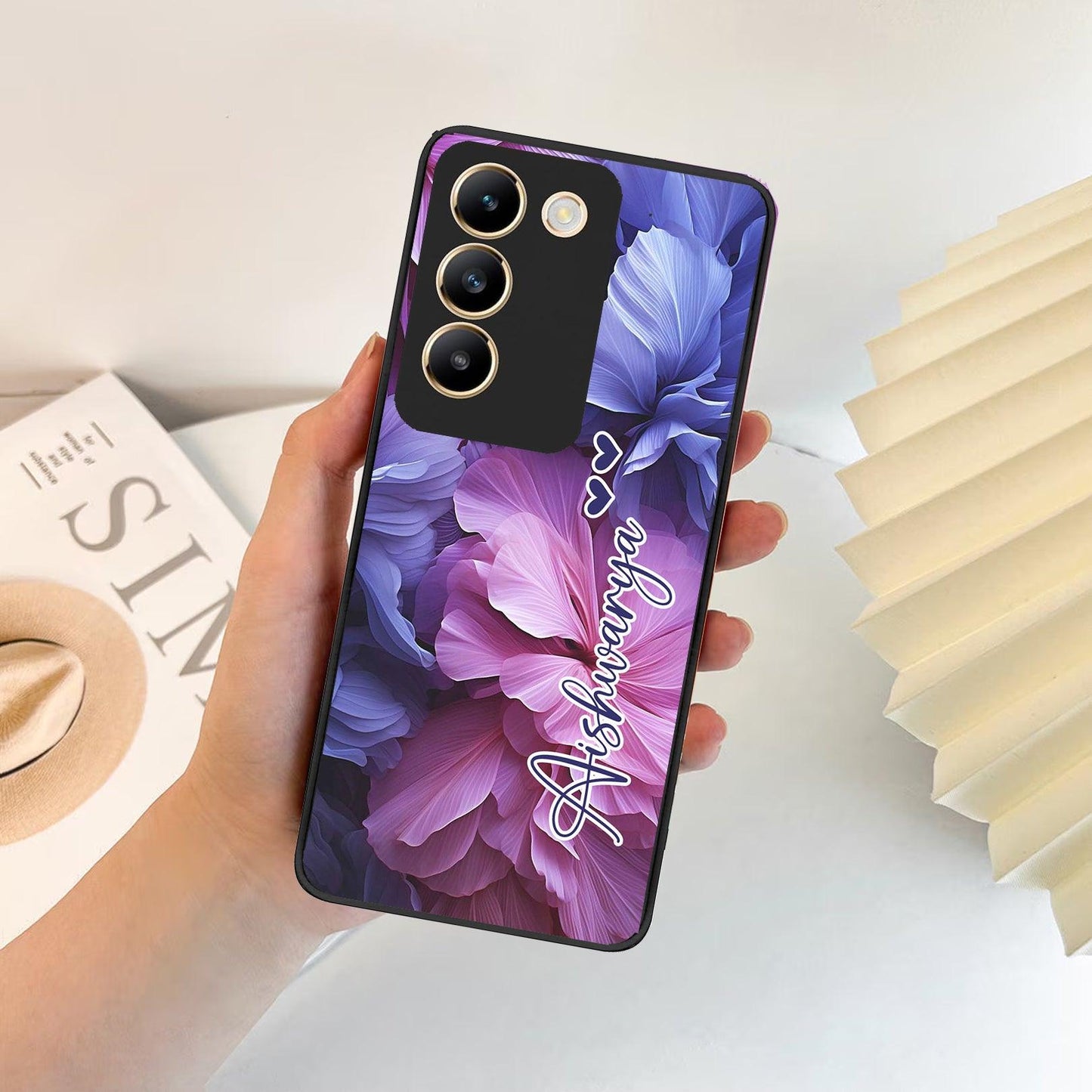 Perfect Customized Floral Glossy Metal Case Cover For Vivo