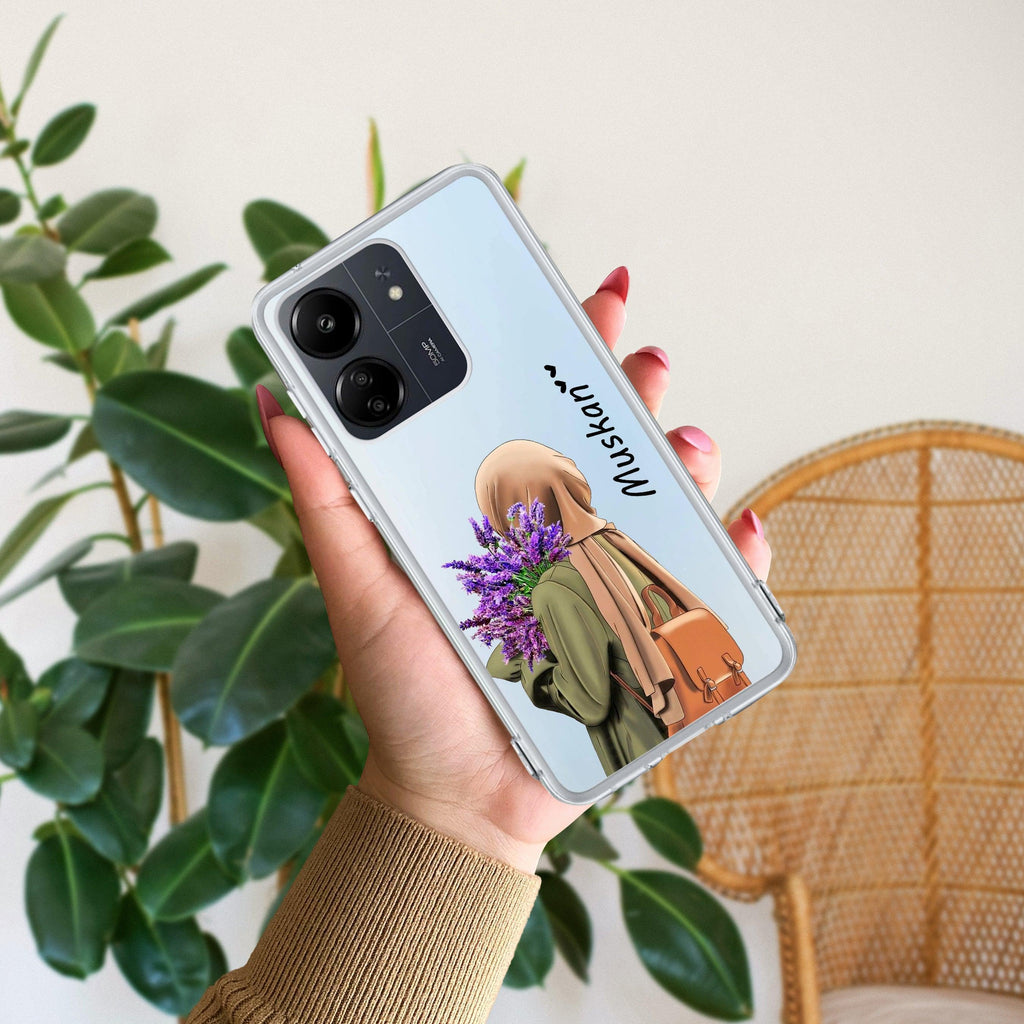 Personalized Hijab Girl Transparent Silicon Case For Redmi 13C 4G