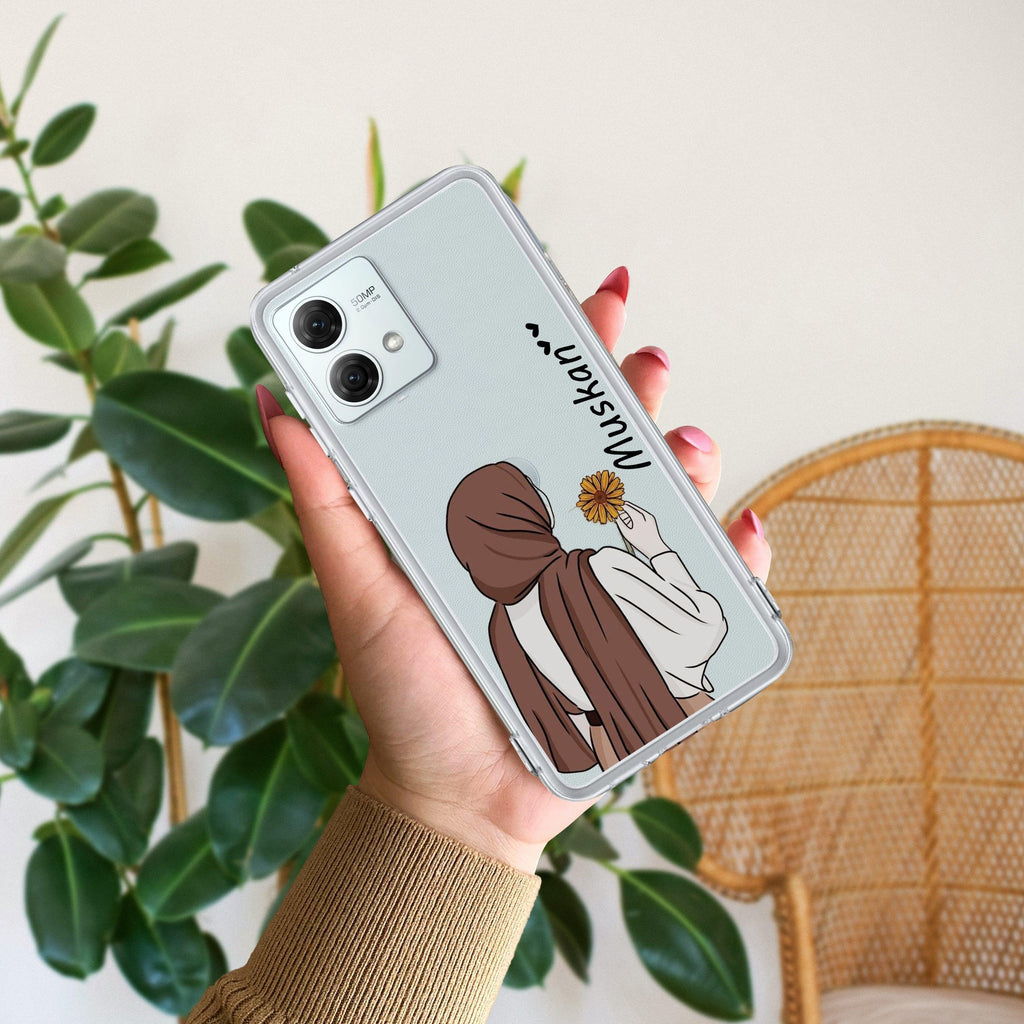 Personalized Hijab Girl Transparent Silicon Case V2 For Motorola Edge 50 Fusion 5G