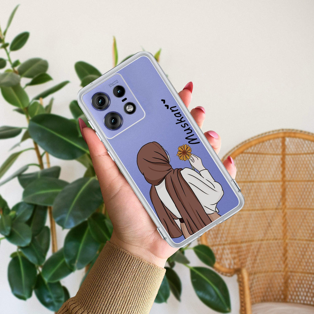 Personalized Hijab Girl Transparent Silicon Case V2 For Motorola Edge 60 Pro 5G