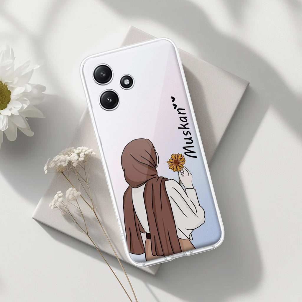 Personalized Hijab Girl Transparent Silicon Case V2 For Redmi Note 12 4G