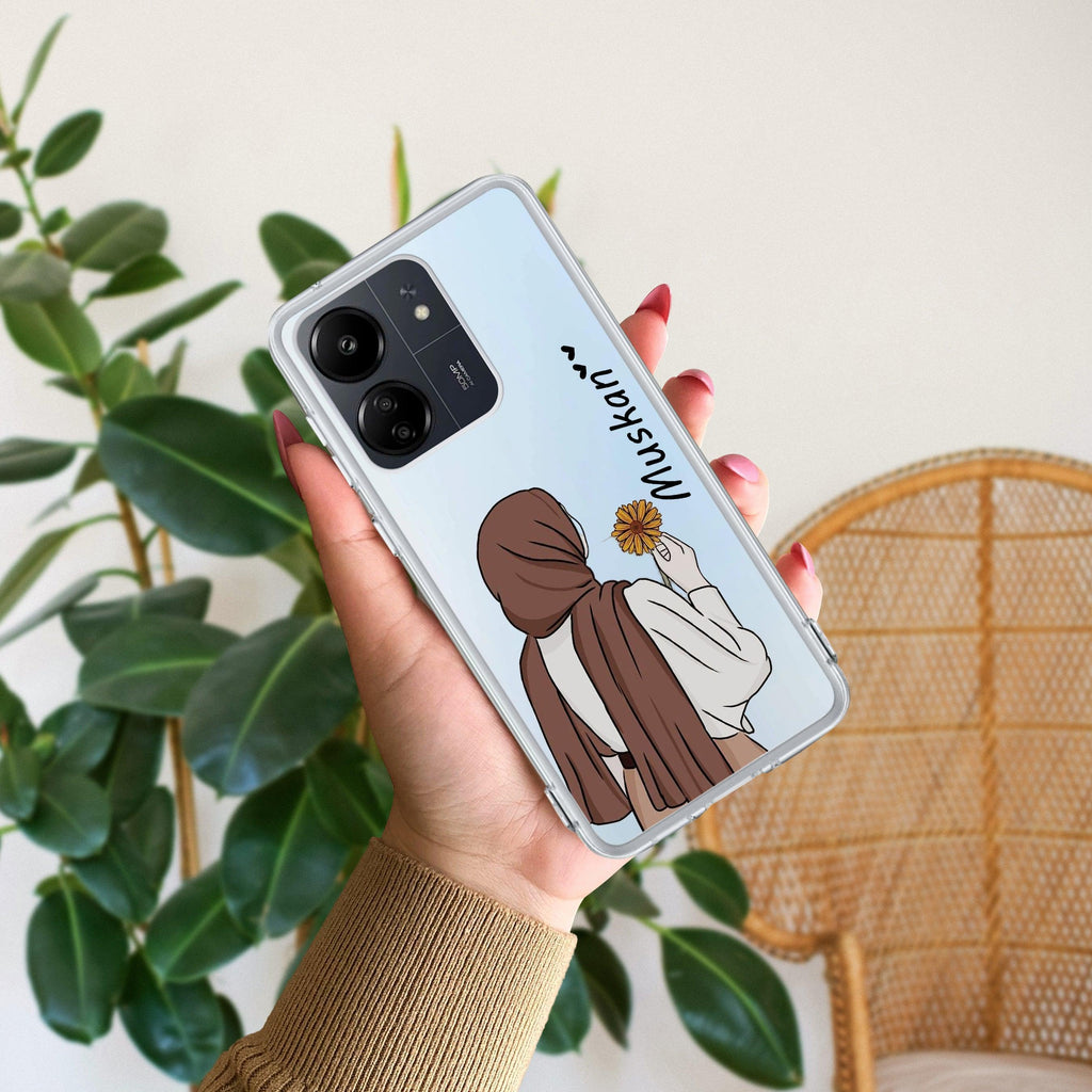 Personalized Hijab Girl Transparent Silicon Case V2 For Redmi 13C 4G