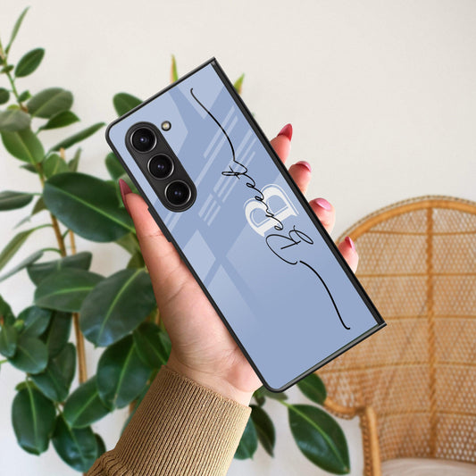 Personalized Initials Azure Glossy Metal Case Cover For Samsung