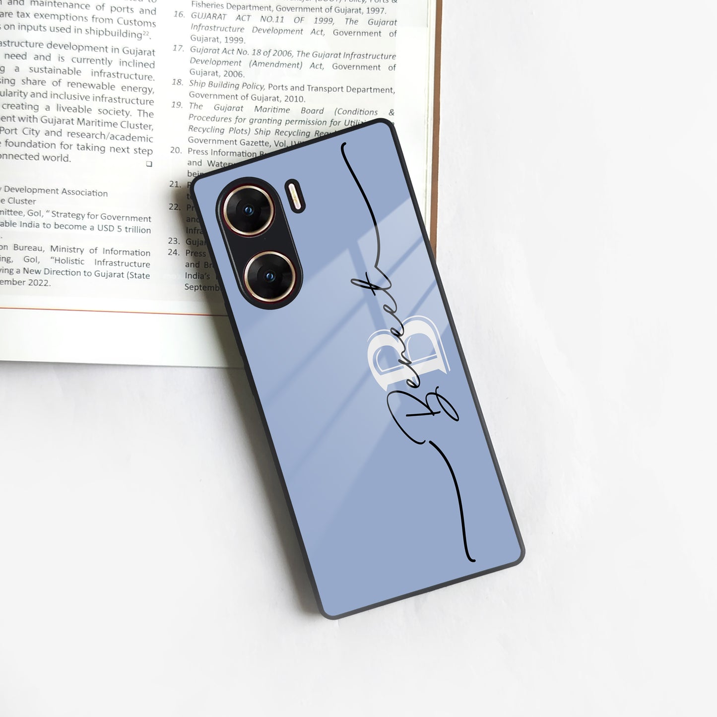 Personalized Initials Azure Glossy Metal Case Cover For Vivo - ShopOnCliQ