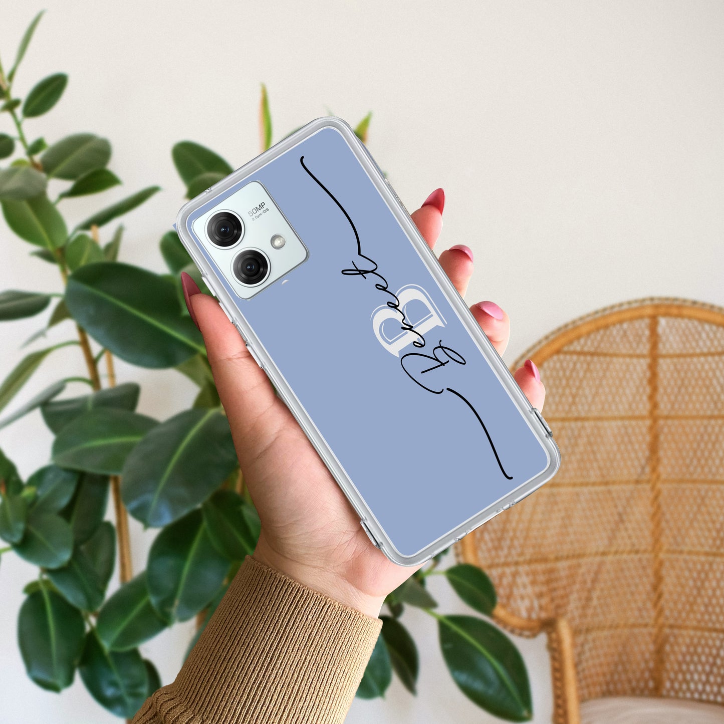 Personalized Initials Azure Silicon Case For Motorola ShopOnCliQ