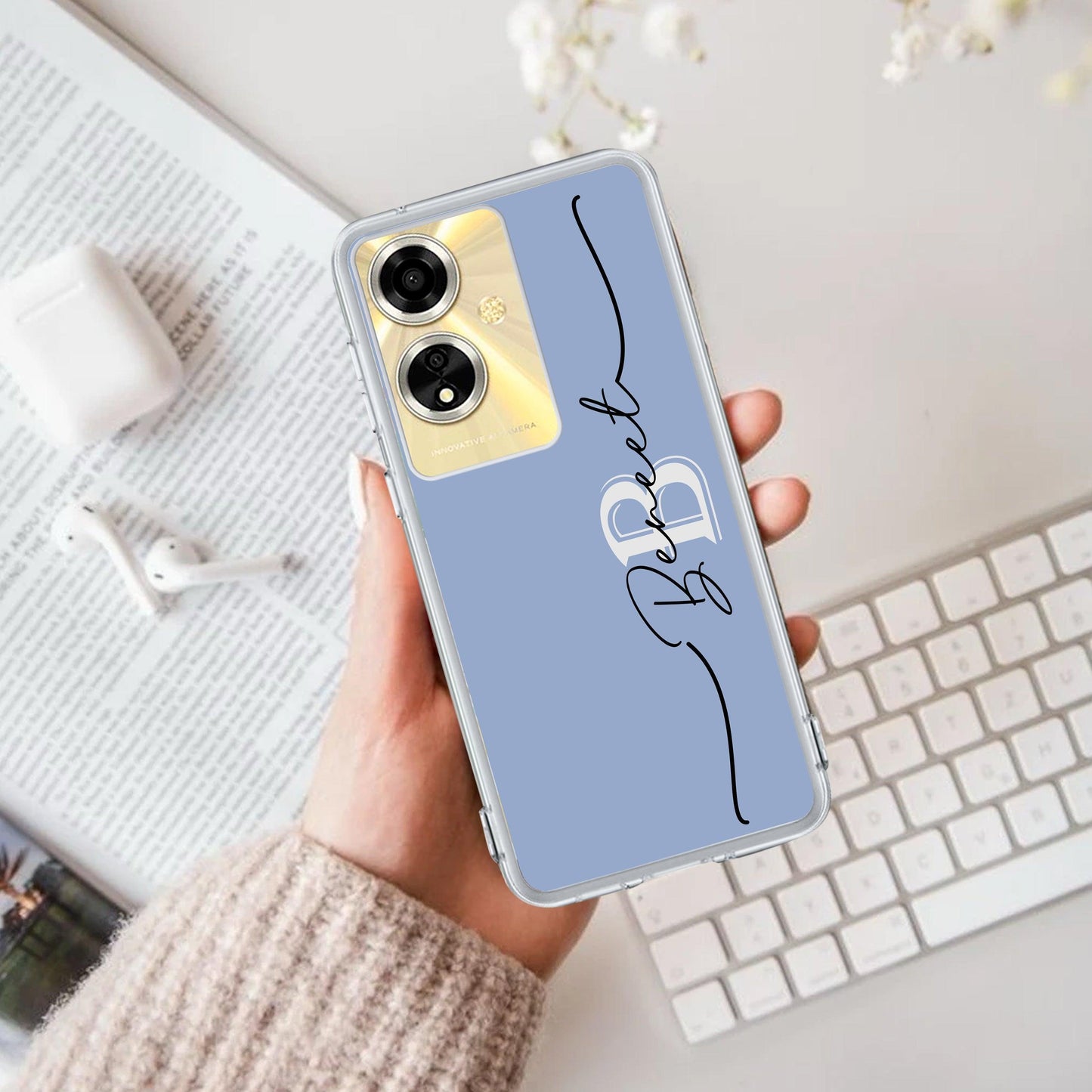 Personalized Initials Azure Silicon Case For Oppo