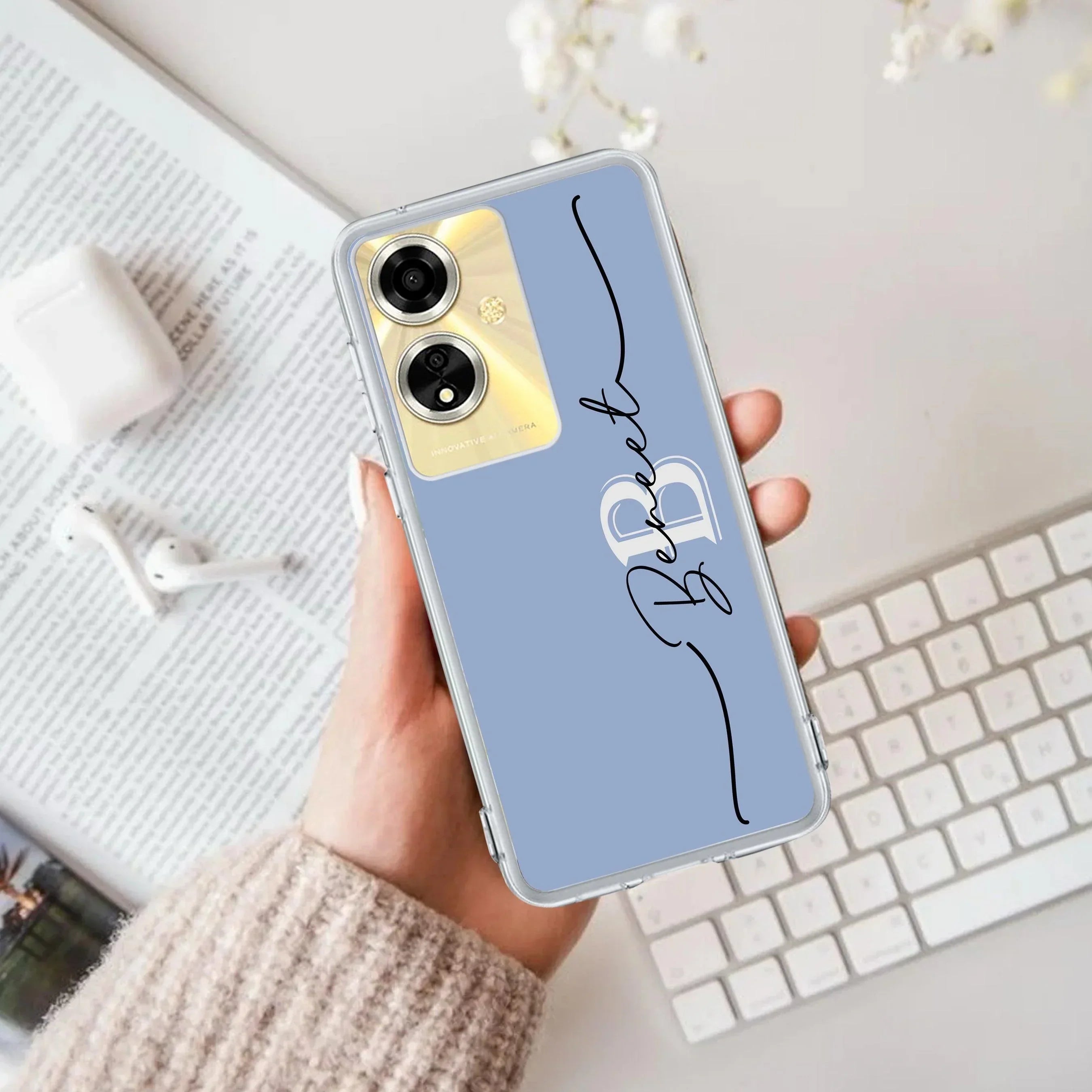Personalized Initials Azure Anti Yellow Case For Oppo A59 5G