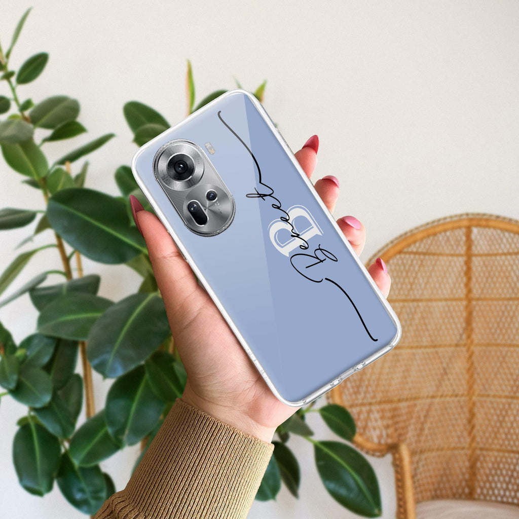 Personalized Initials Azure Anti Yellow Case For Oppo Reno 11 5G