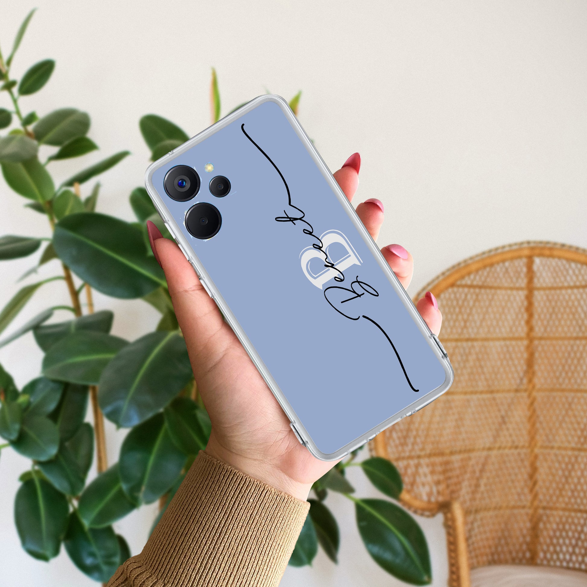 Personalized Initials Azure Silicon Case For Realme/Narzo - ShopOnCliQ