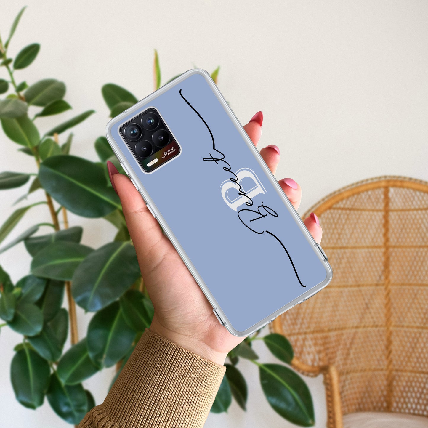 Personalized Initials Azure Silicon Case For Realme/Narzo - ShopOnCliQ