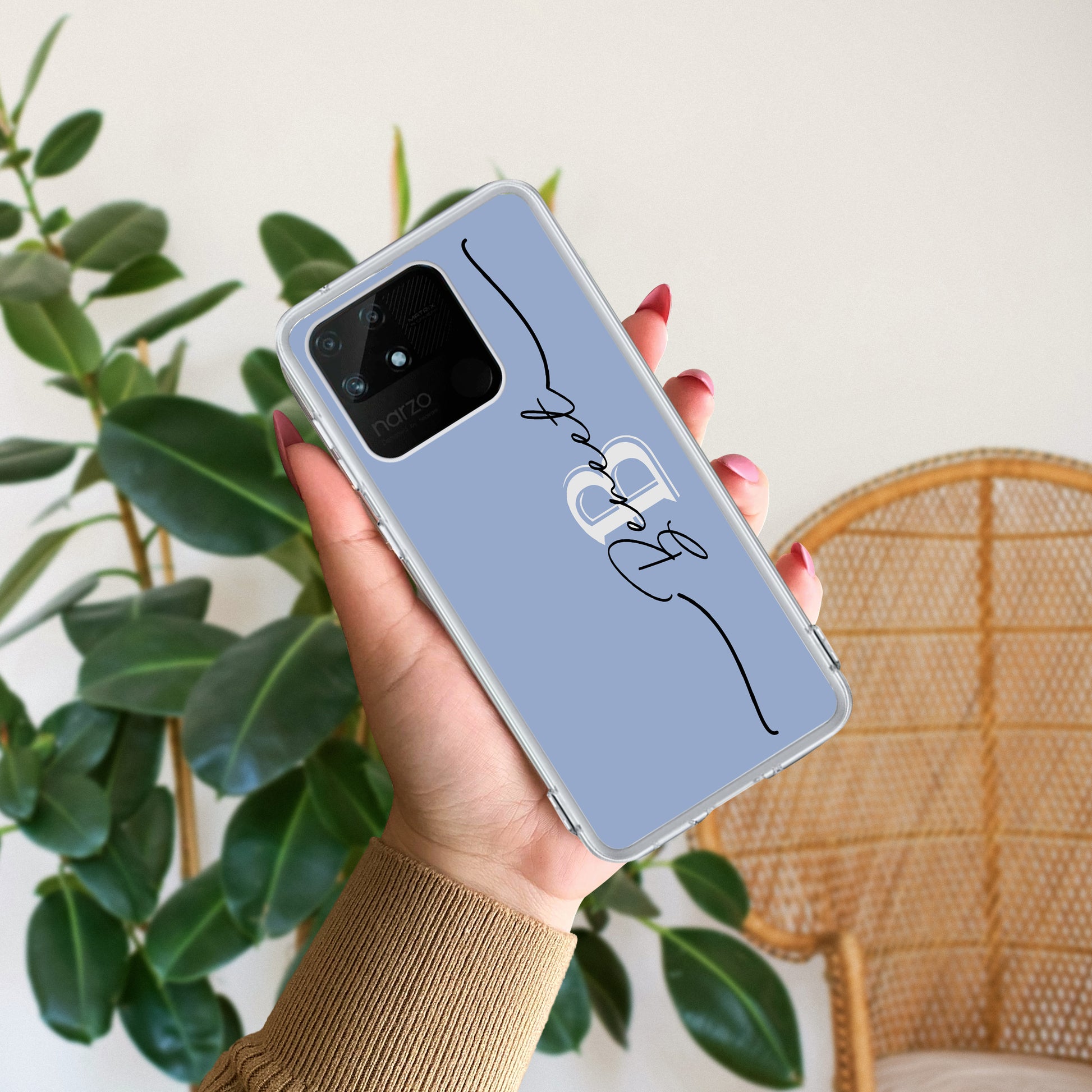 Personalized Initials Azure Silicon Case For Realme/Narzo - ShopOnCliQ