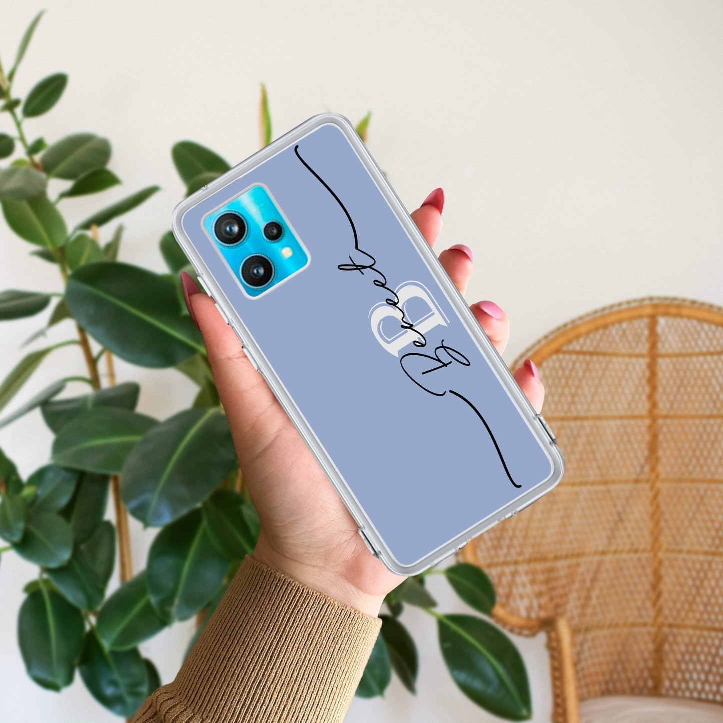 Personalized Initials Azure Silicon Case For Realme/Narzo - ShopOnCliQ