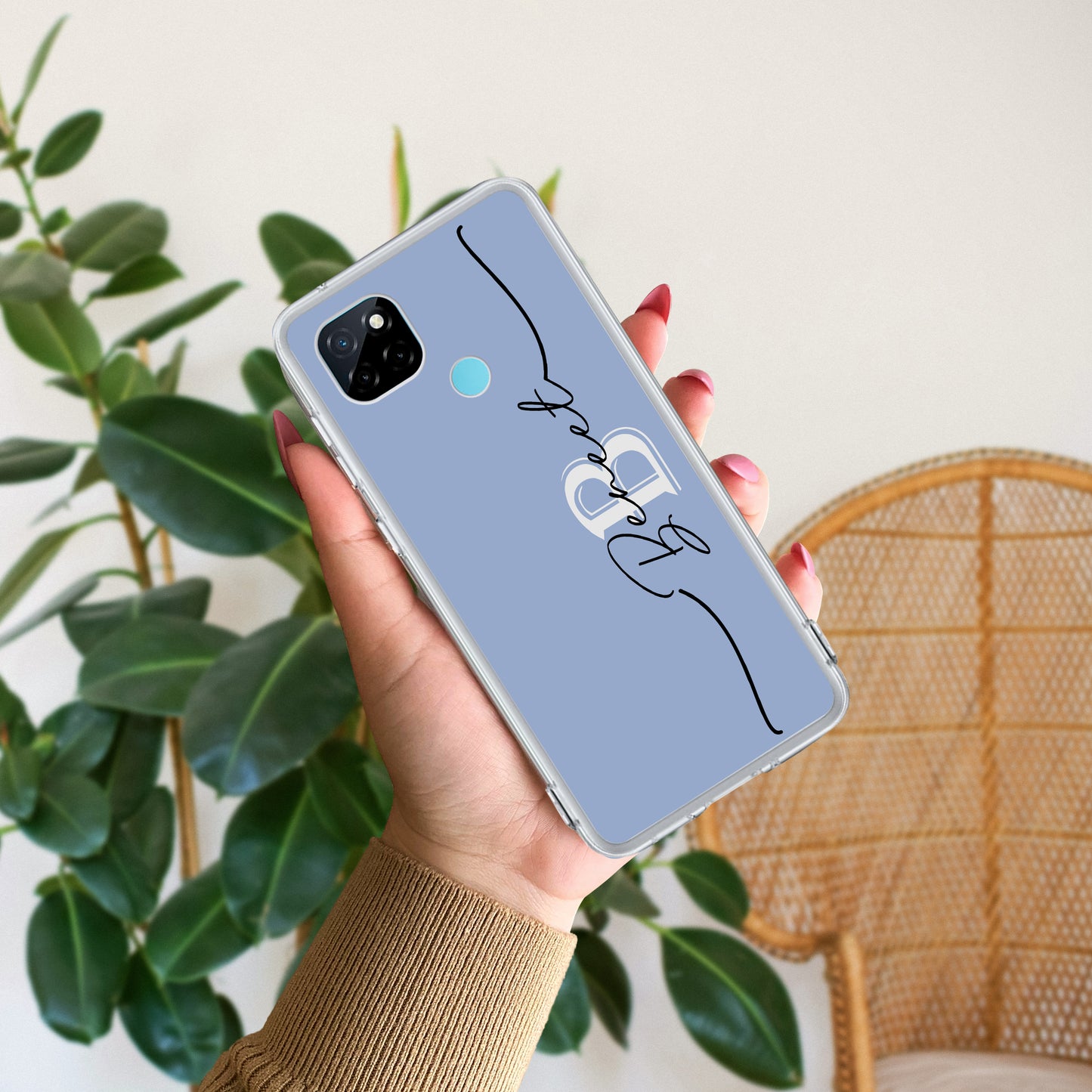 Personalized Initials Azure Silicon Case For Realme/Narzo - ShopOnCliQ