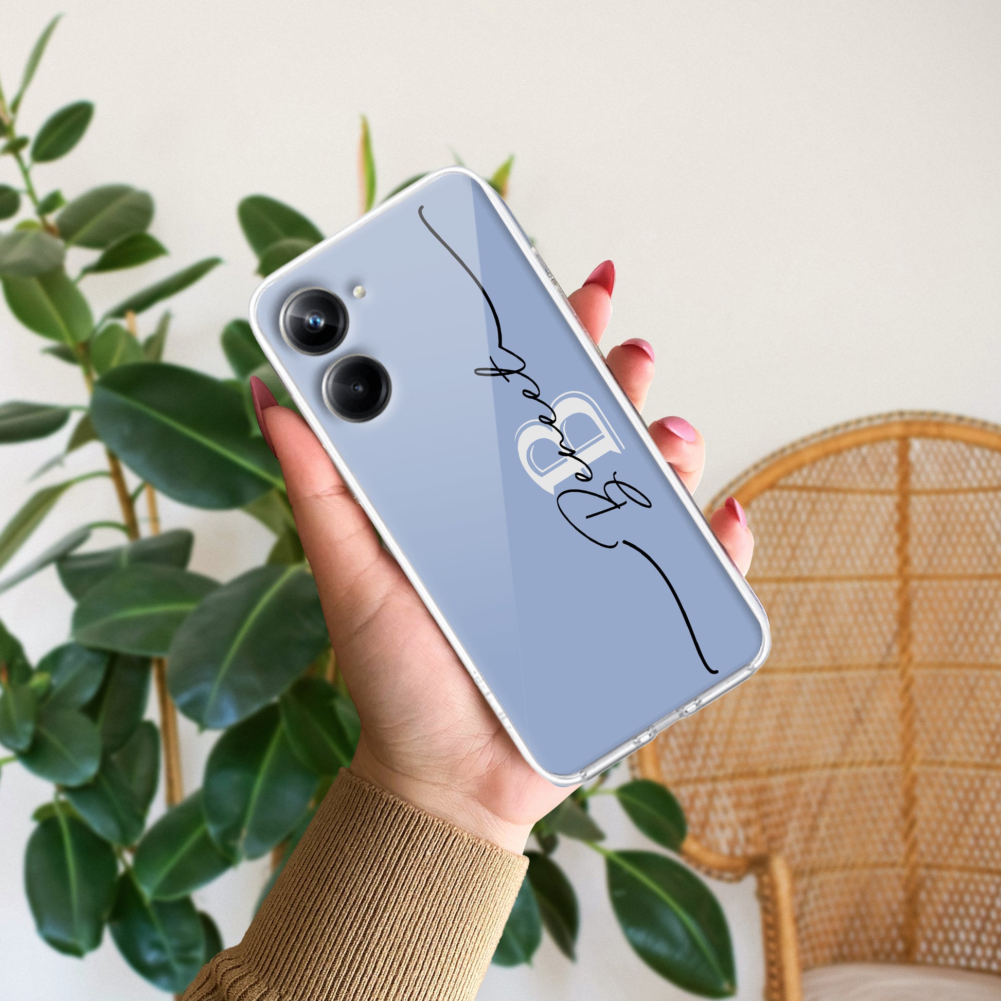 Personalized Initials Azure Silicon Case For Realme/Narzo - ShopOnCliQ