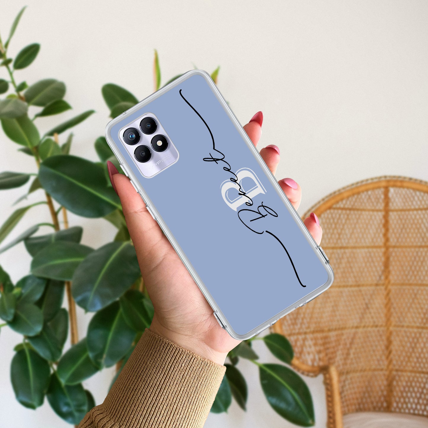 Personalized Initials Azure Silicon Case For Realme/Narzo - ShopOnCliQ