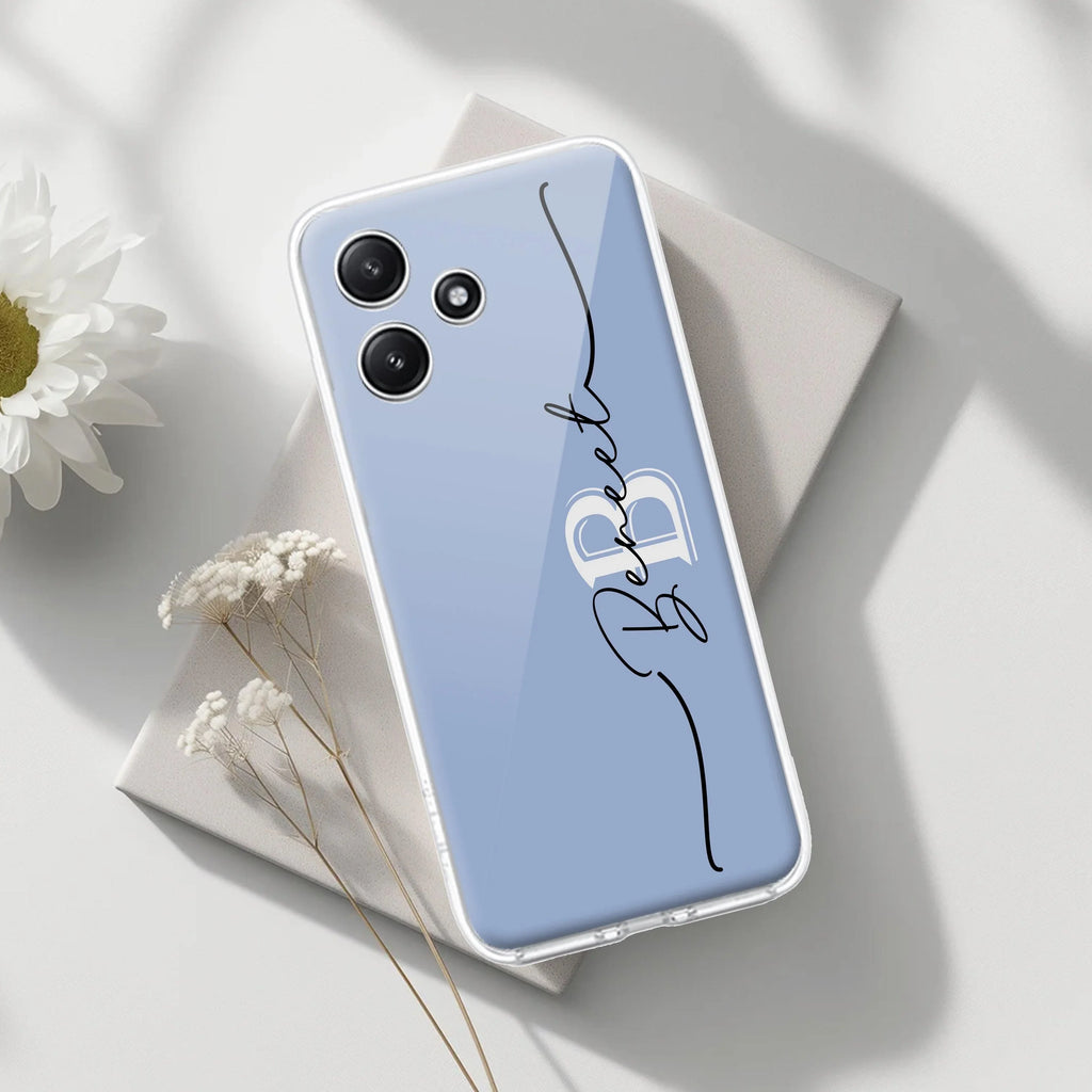 Personalized Initials Azure Silicon Case For Redmi 12 5G
