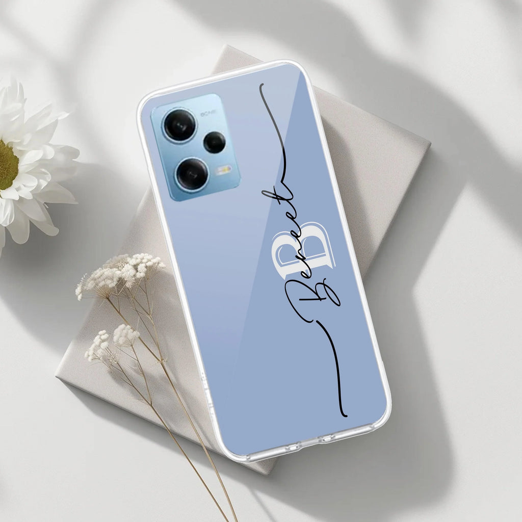 Personalized Initials Azure Silicon Case For Redmi Note 14 5G