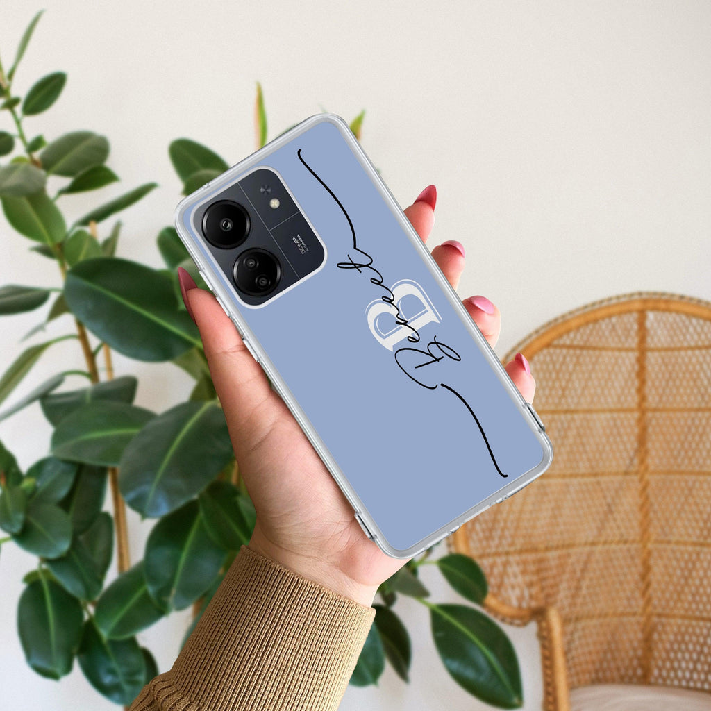 Personalized Initials Azure Silicon Case For Redmi 13C 4G