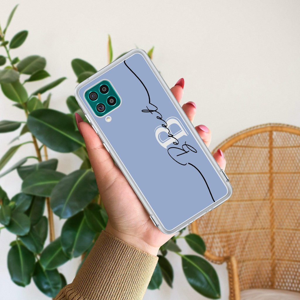 Personalized Initials Azure Silicon Case For Samsung Galaxy A12 / M12 / F12