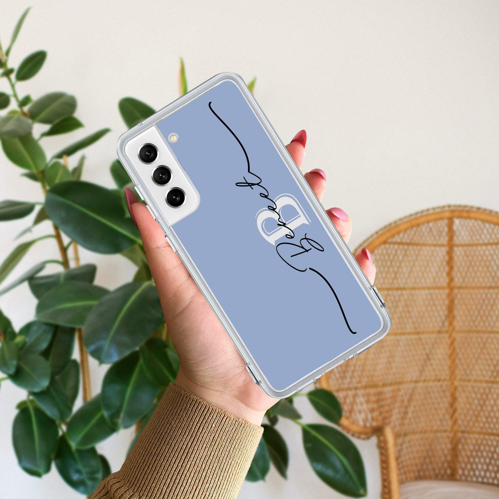 Personalized Initials Azure Silicon Case For Samsung Galaxy F62