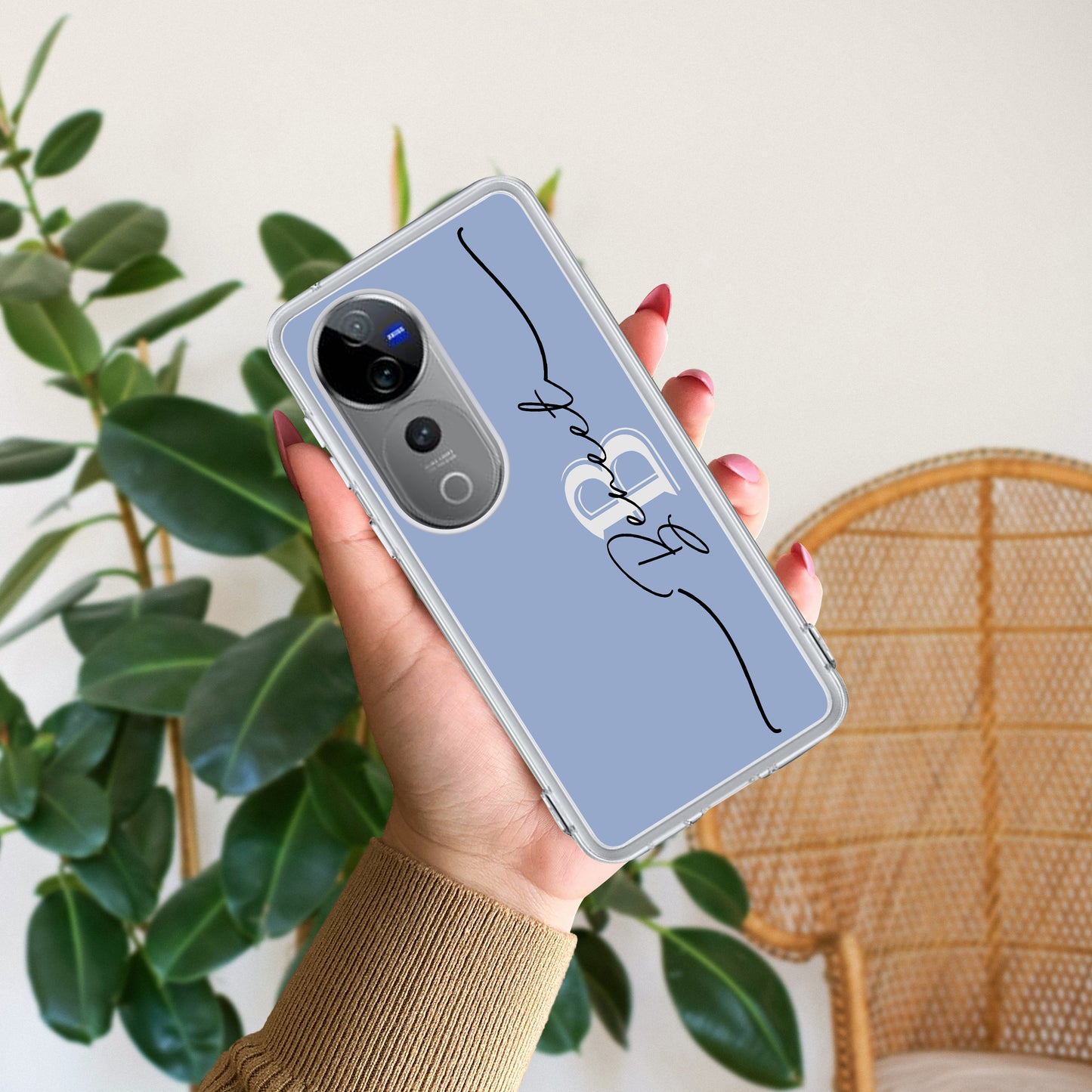 Personalized Initials Azure Silicon Case For Vivo ShopOnCliQ